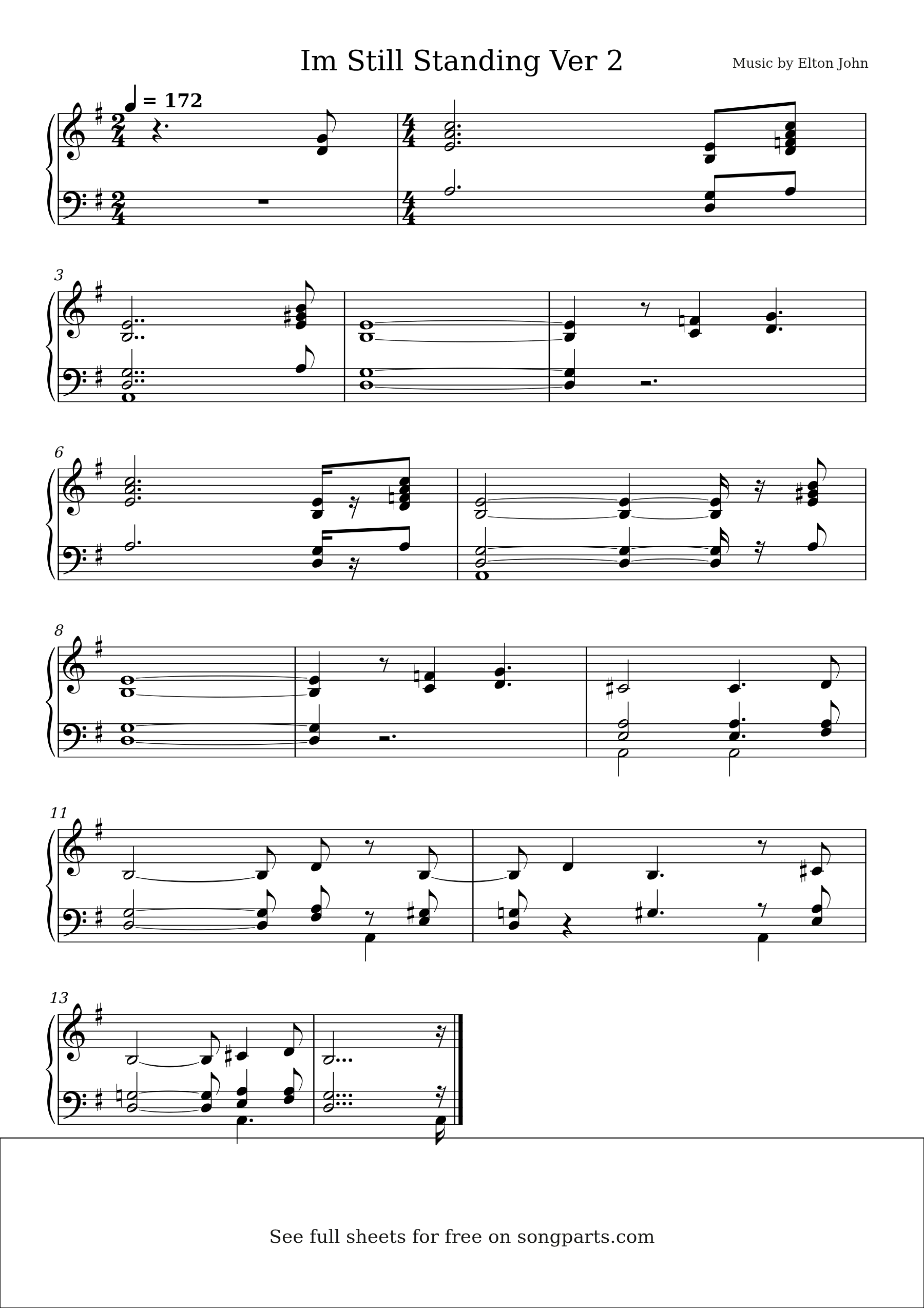 Sheet music preview for Im Still Standing Ver 2 by Elton John