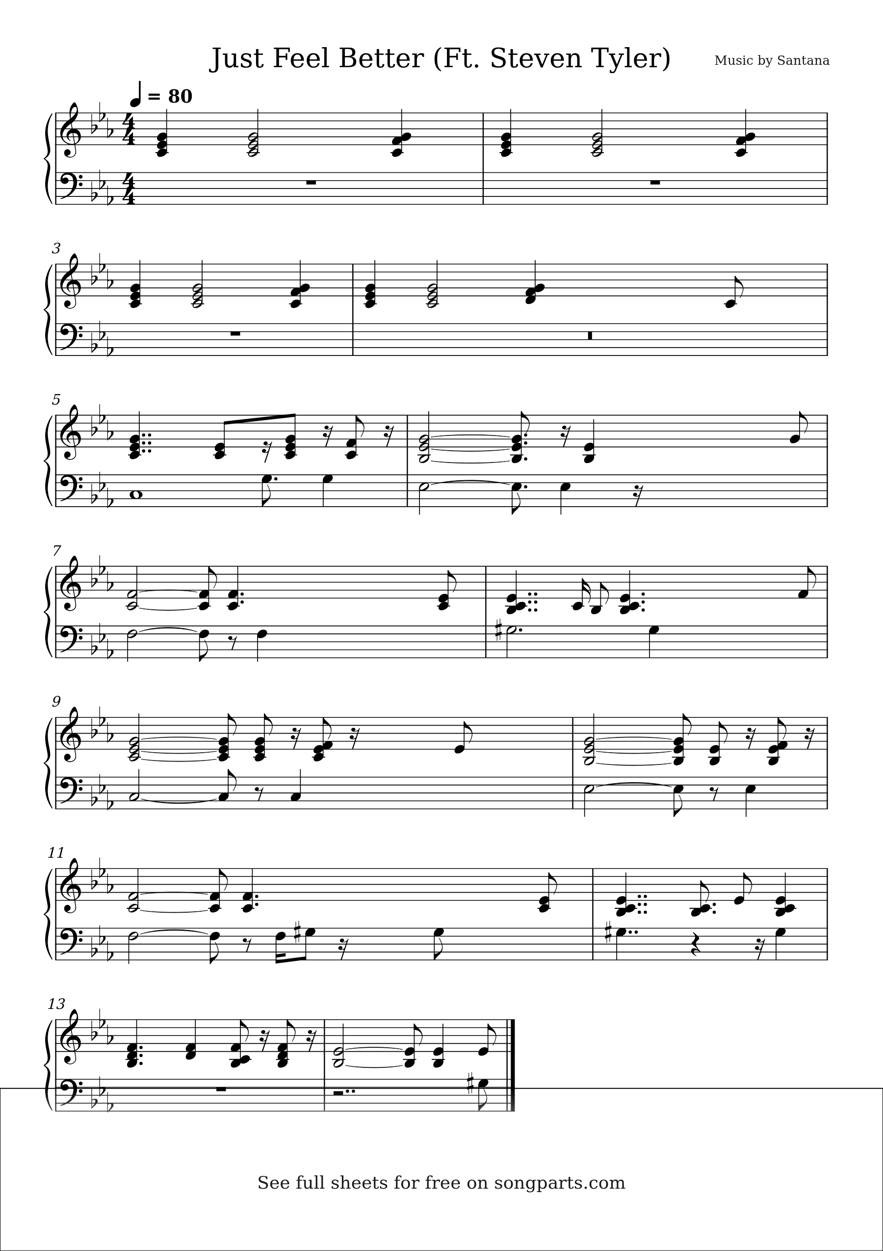 Sheet music preview for Just Feel Better (Ft. Steven Tyler) by Santana