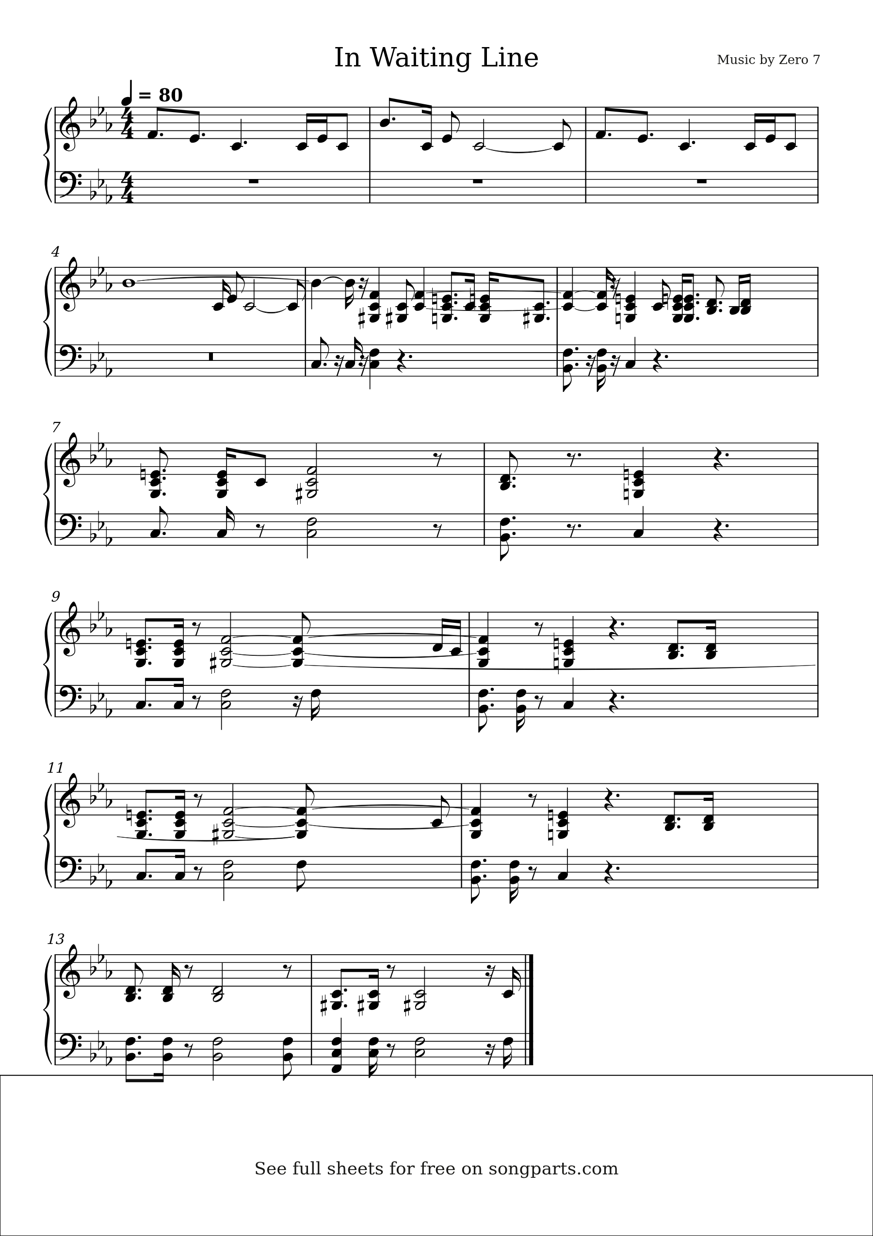 Sheet music preview for In Waiting Line by Zero 7
