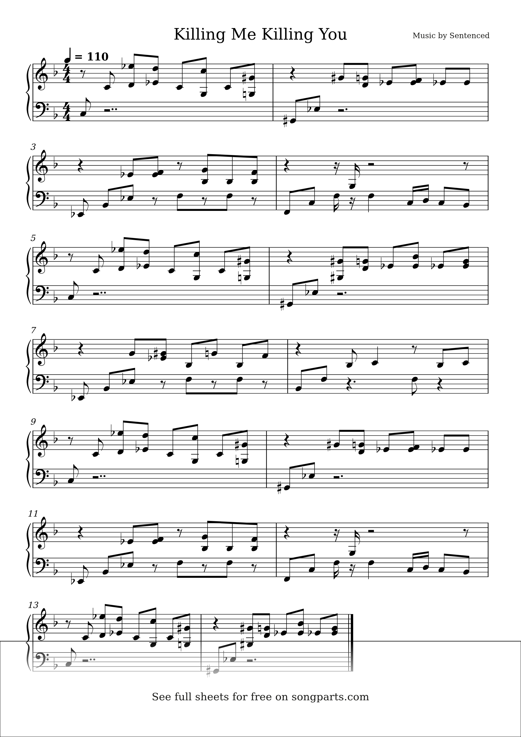 Sheet music preview for Killing Me Killing You by Sentenced