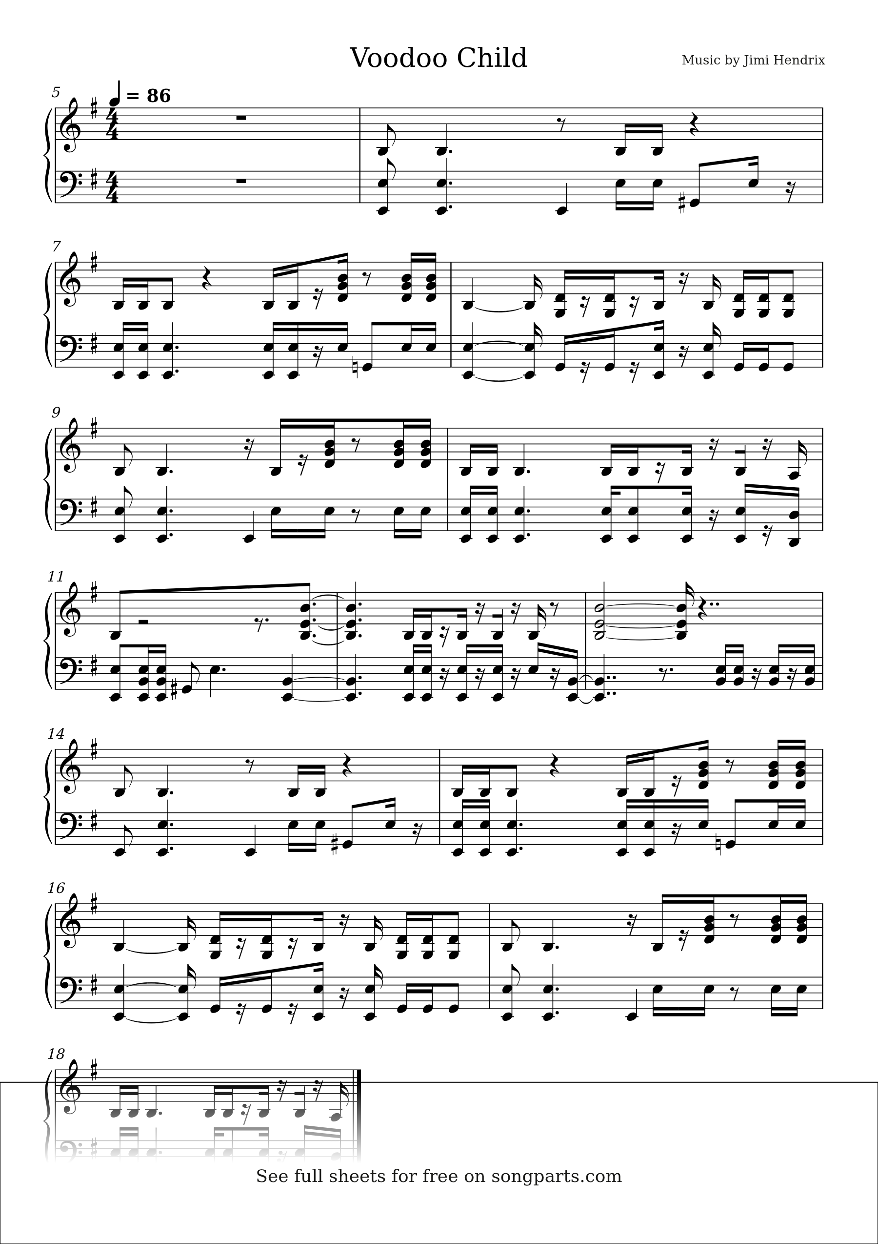 Превью нот Voodoo Child (Jimi Hendrix)