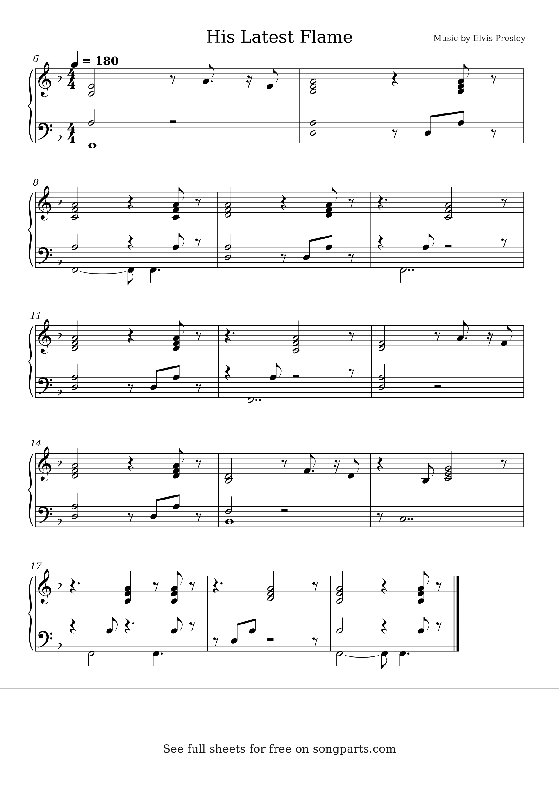 Превью нот His Latest Flame (Elvis Presley)