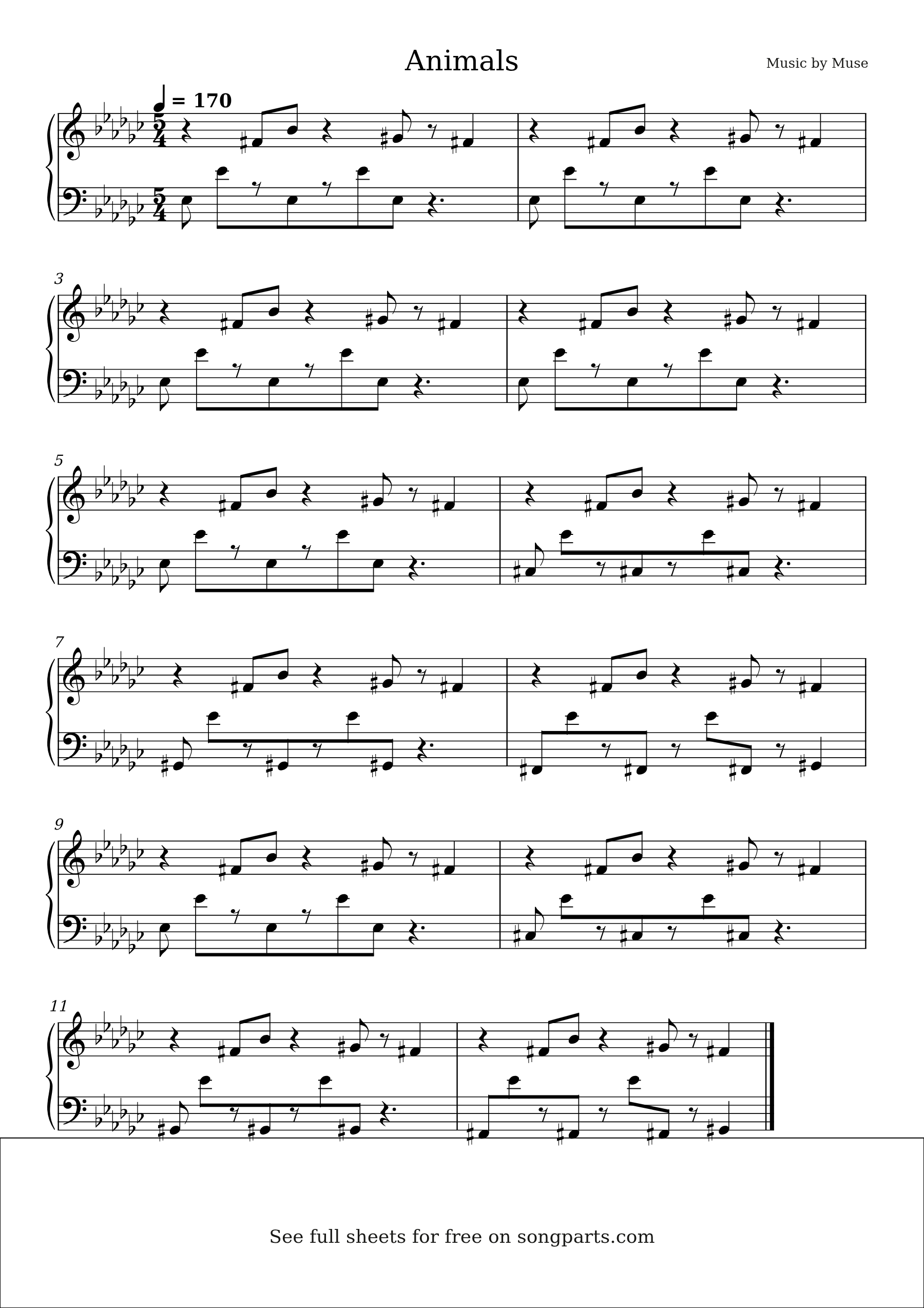 Превью нот Animals (Muse)