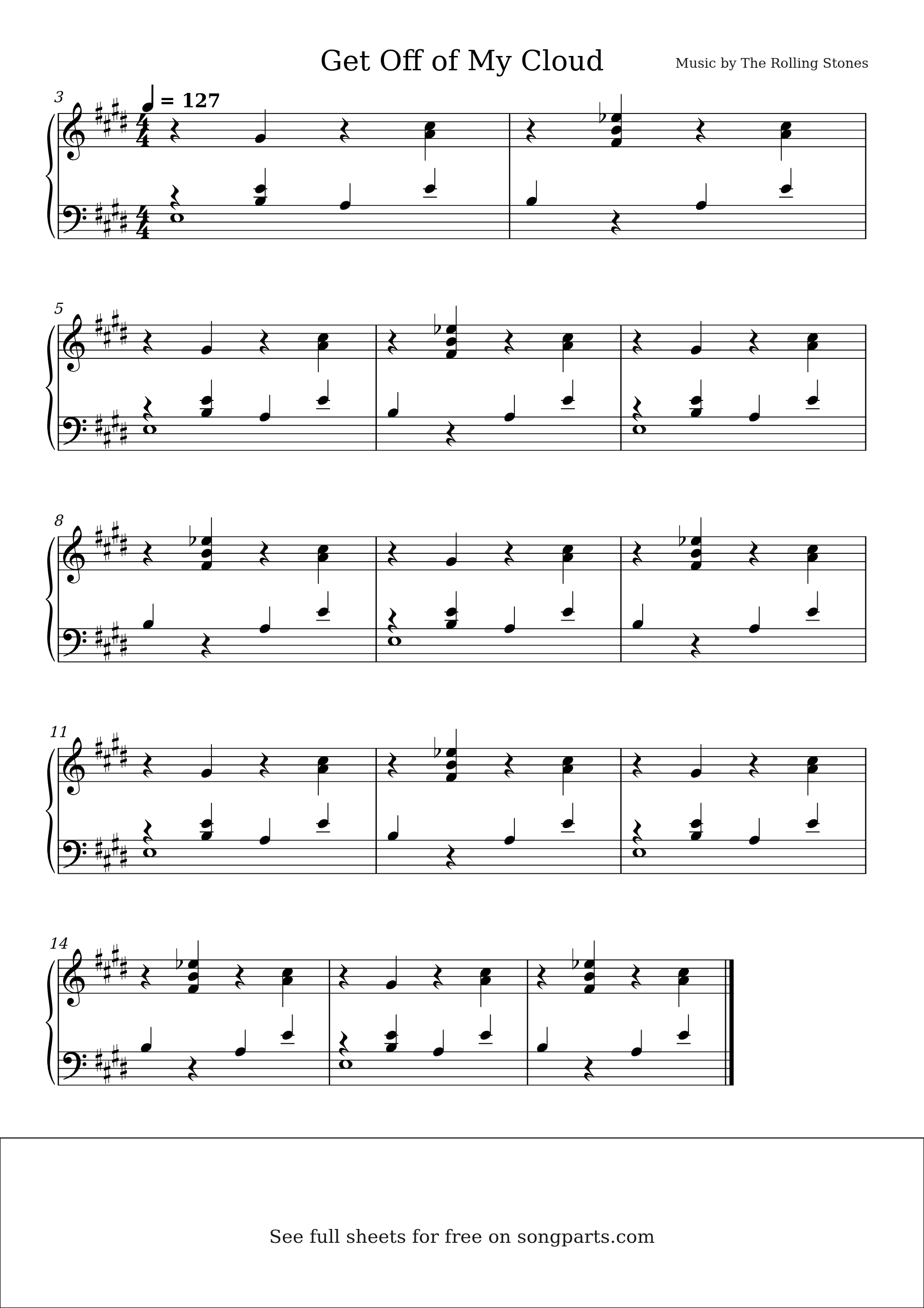 Sheet music preview for Get Off of My Cloud by The Rolling Stones
