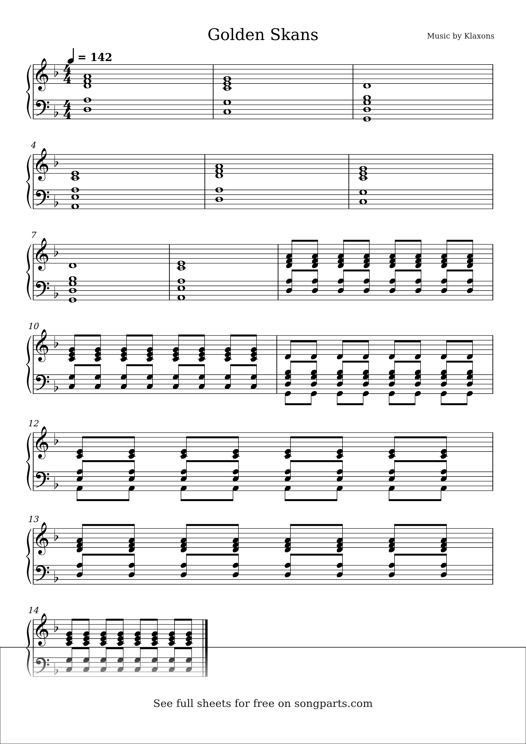 Sheet music preview for Golden Skans by Klaxons