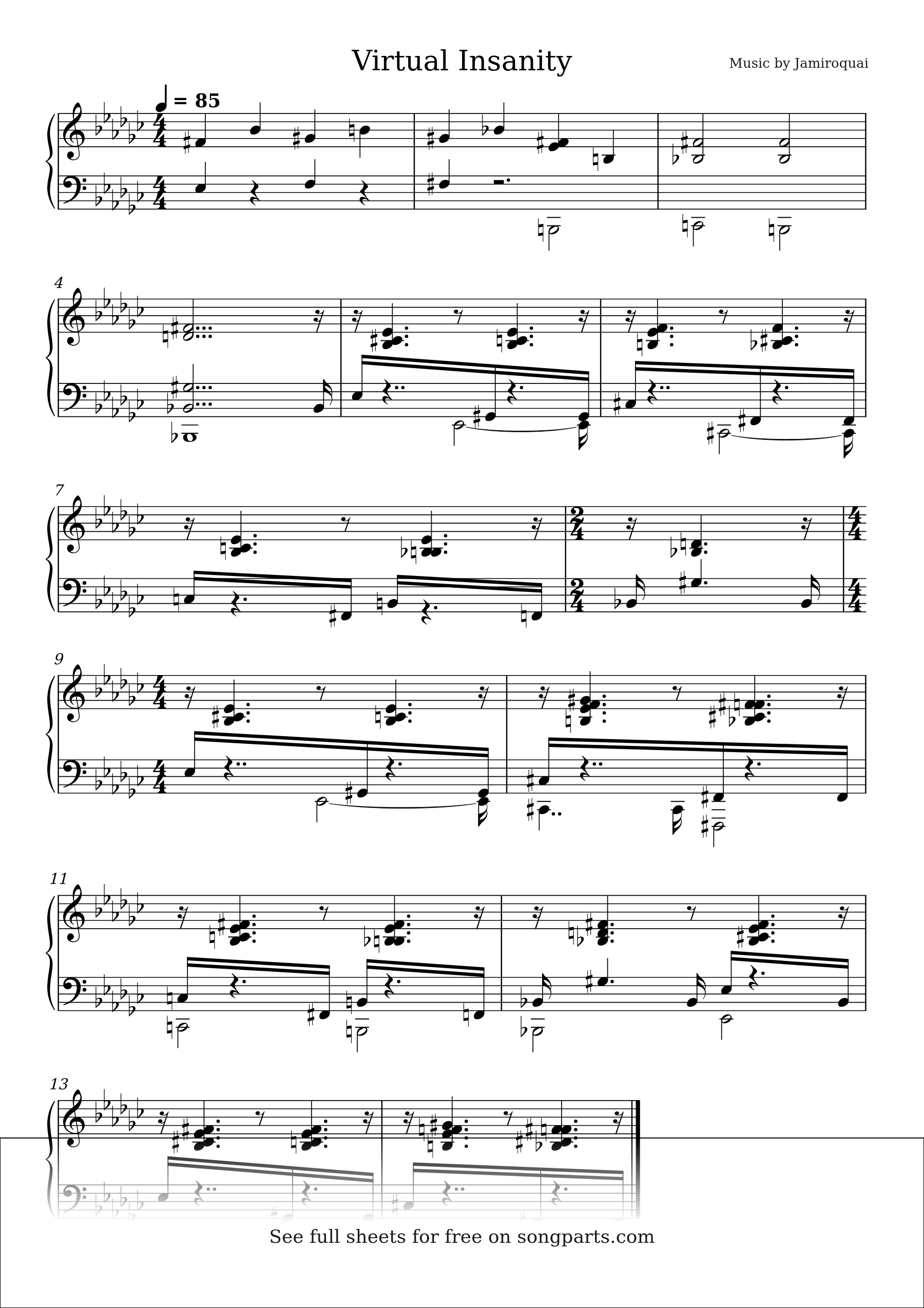Sheet music preview for Virtual Insanity by Jamiroquai