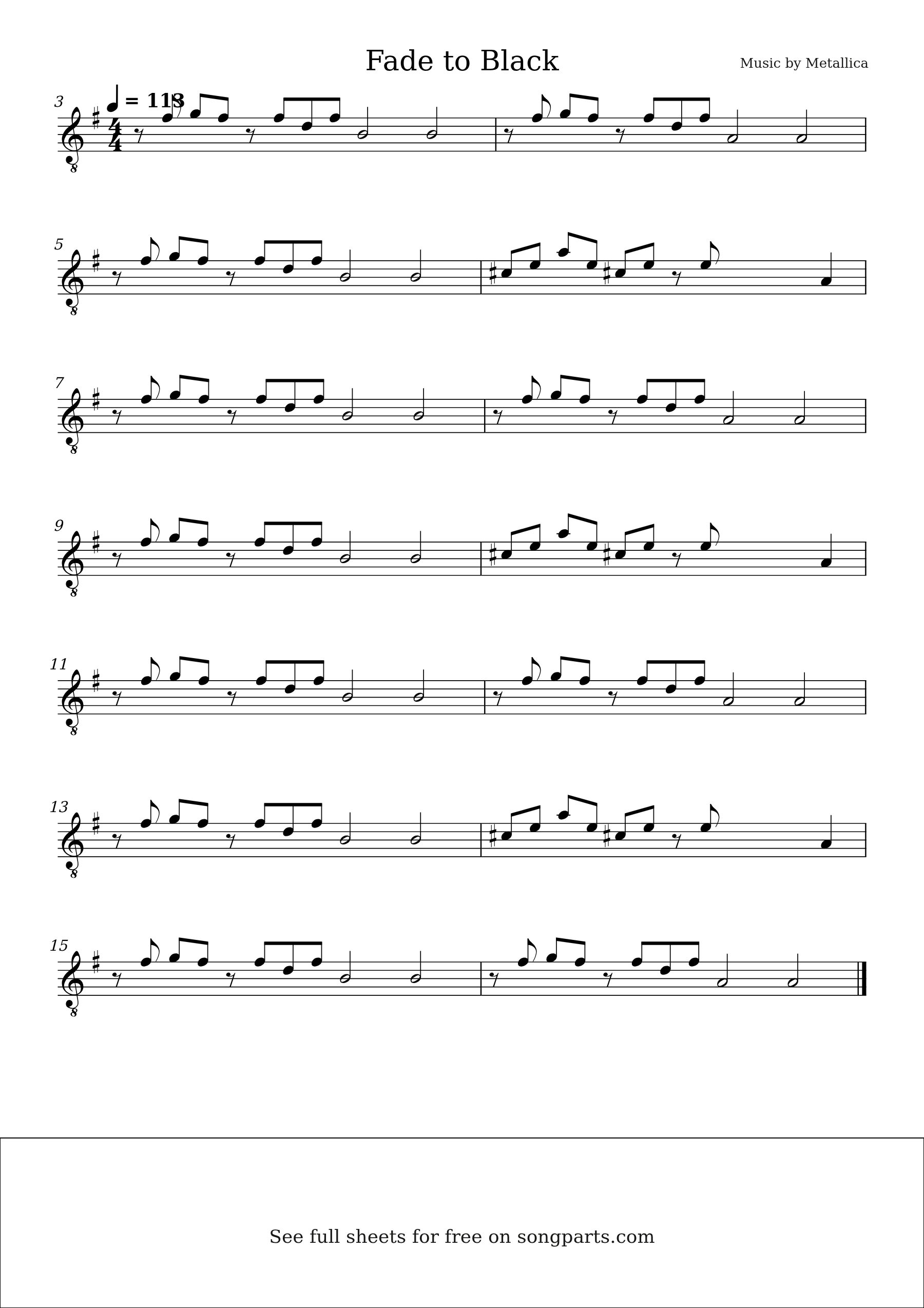 Превью нот Fade to Black (Metallica)