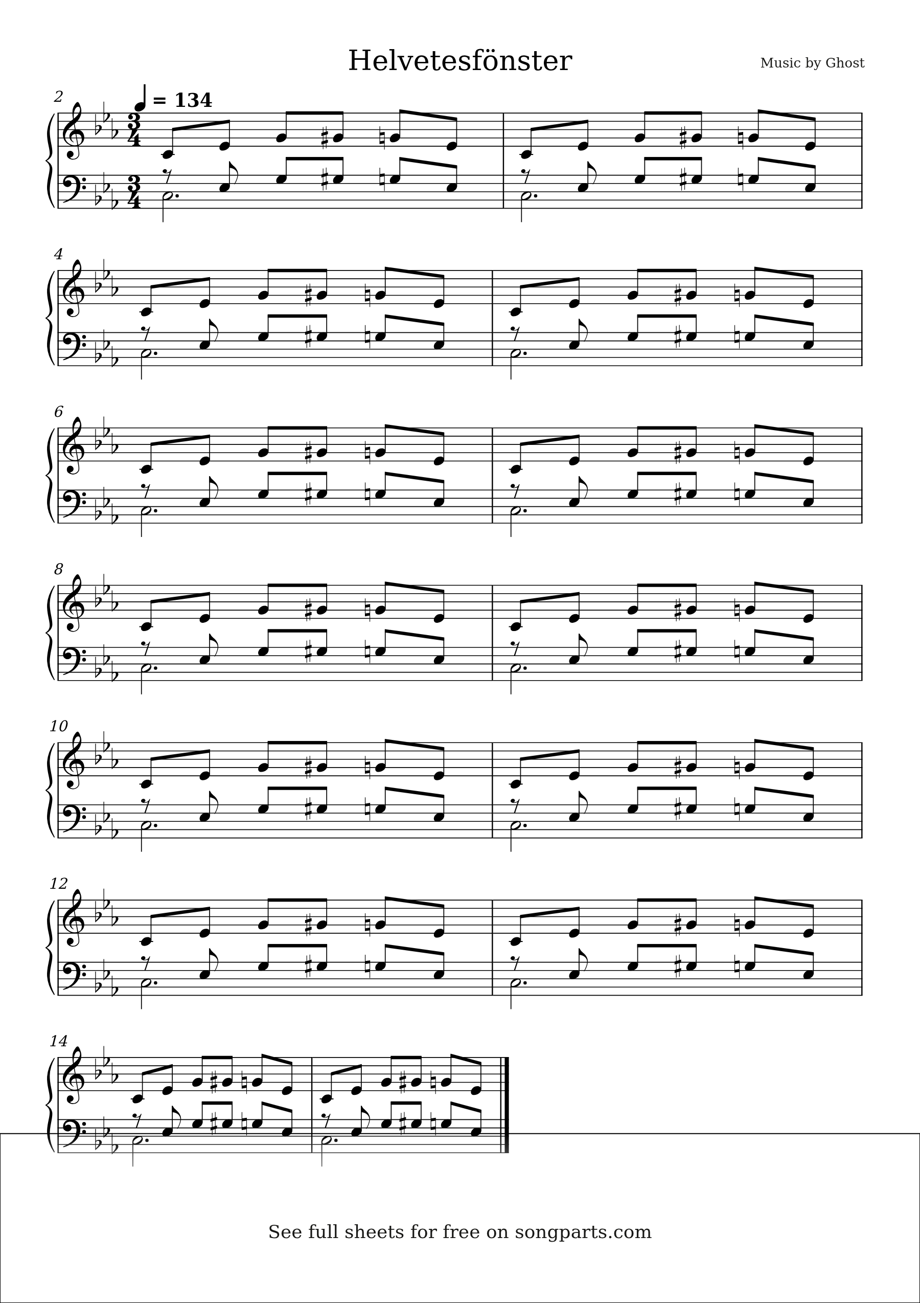 Vista previa de la partitura de Helvetesfönster de Ghost