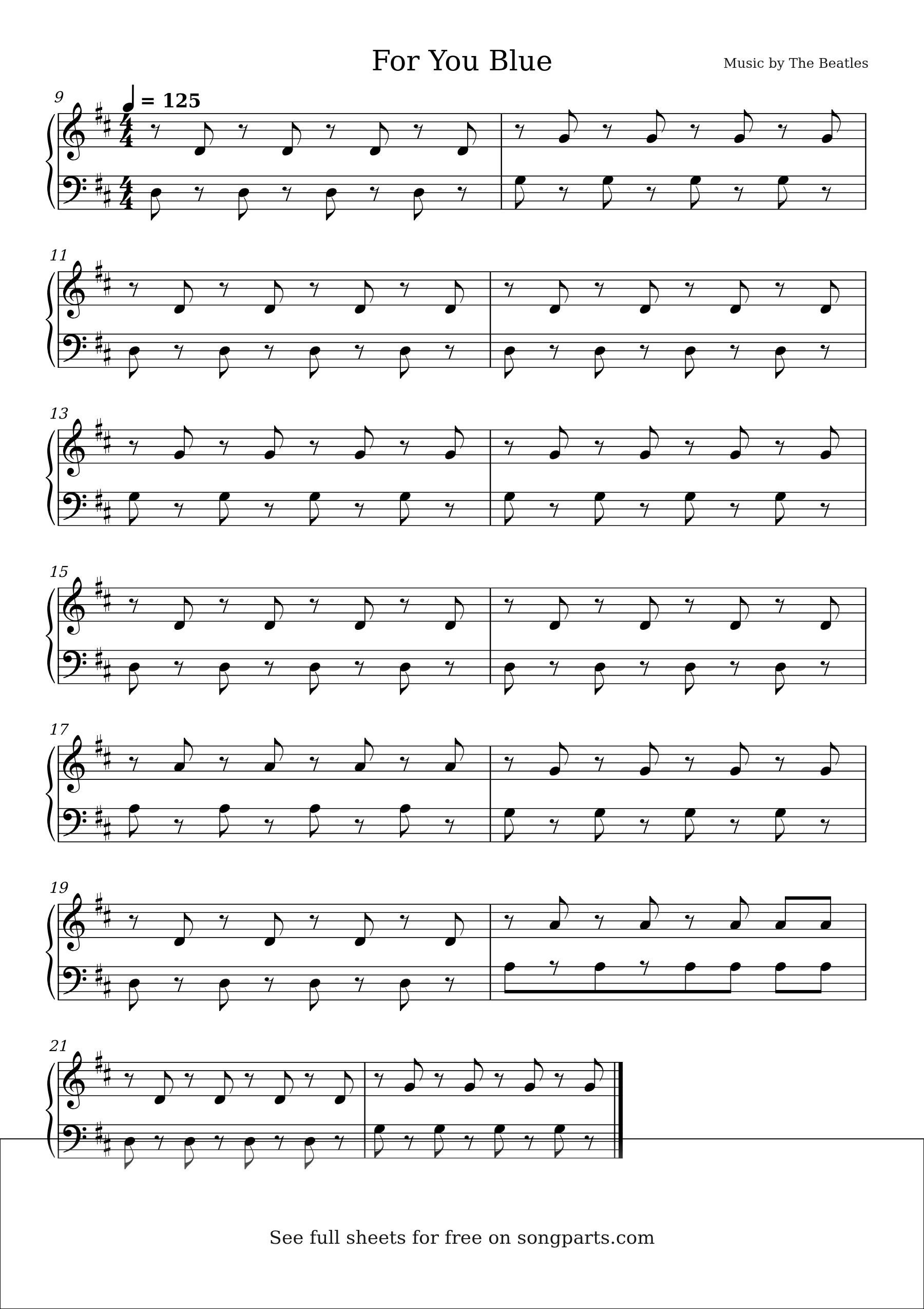 Vista previa de la partitura de For You Blue de The Beatles
