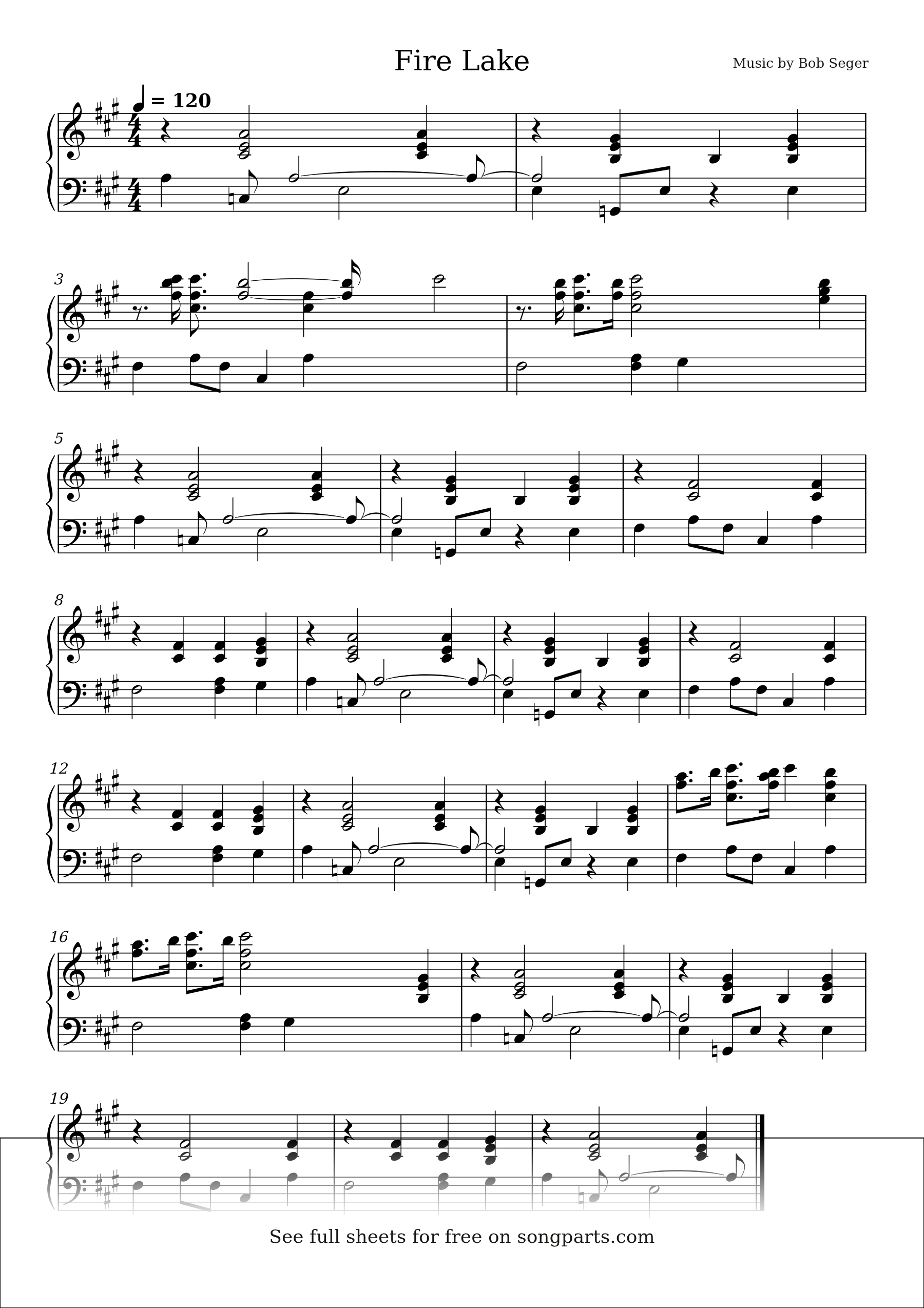 Превью нот Fire Lake (Bob Seger)