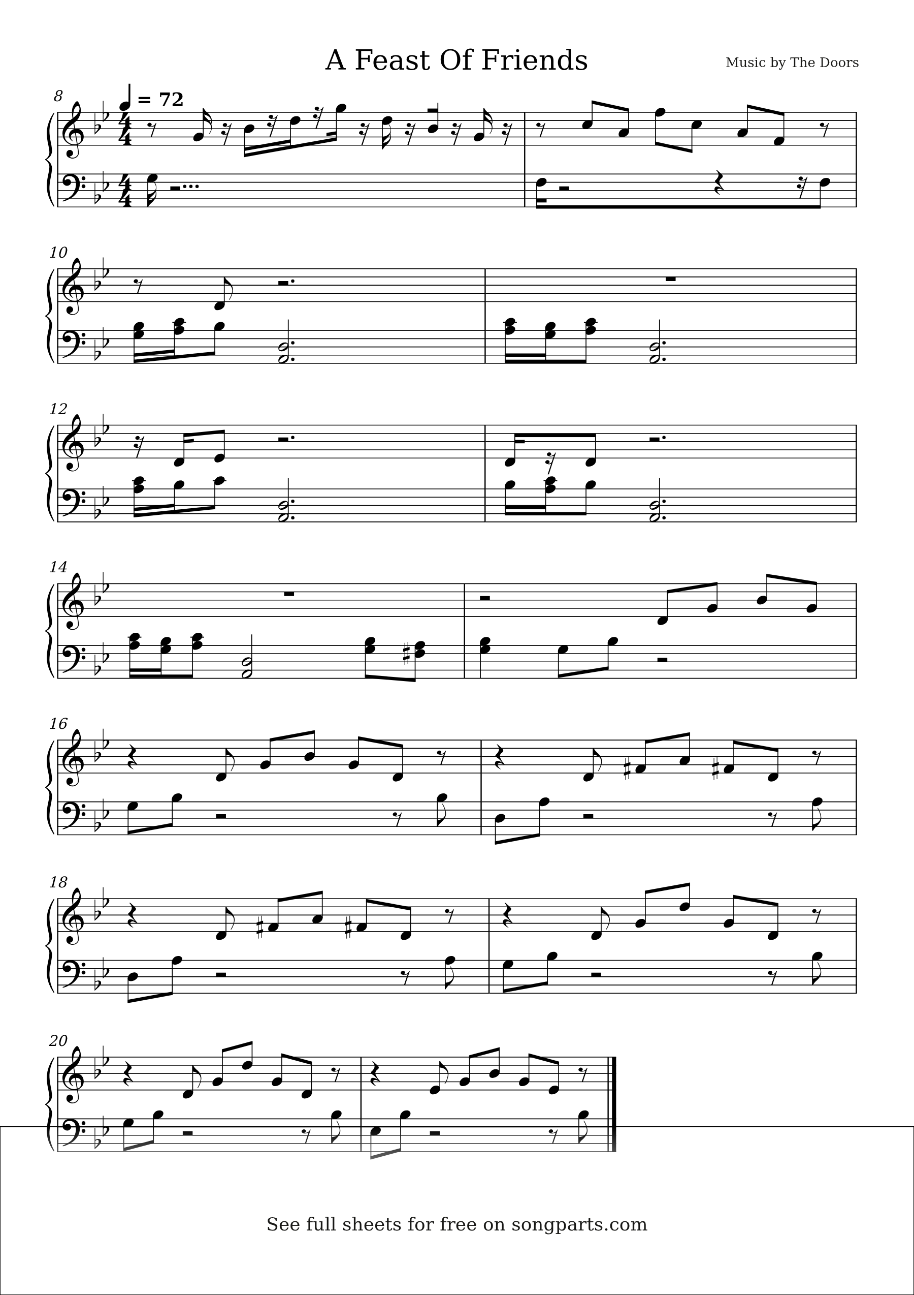 Sheet music preview for A Feast Of Friends by The Doors