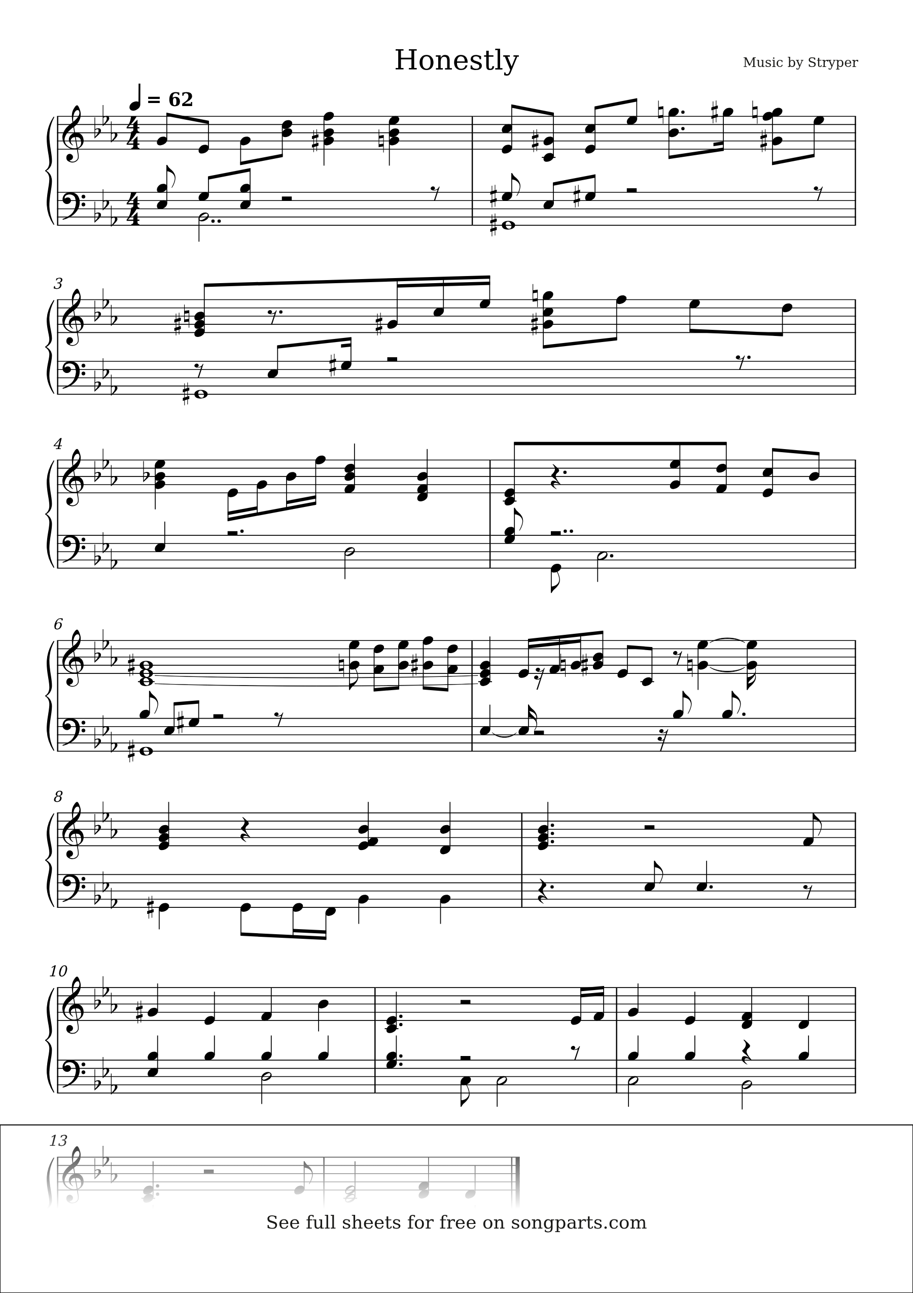 Sheet music preview for Honestly by Stryper