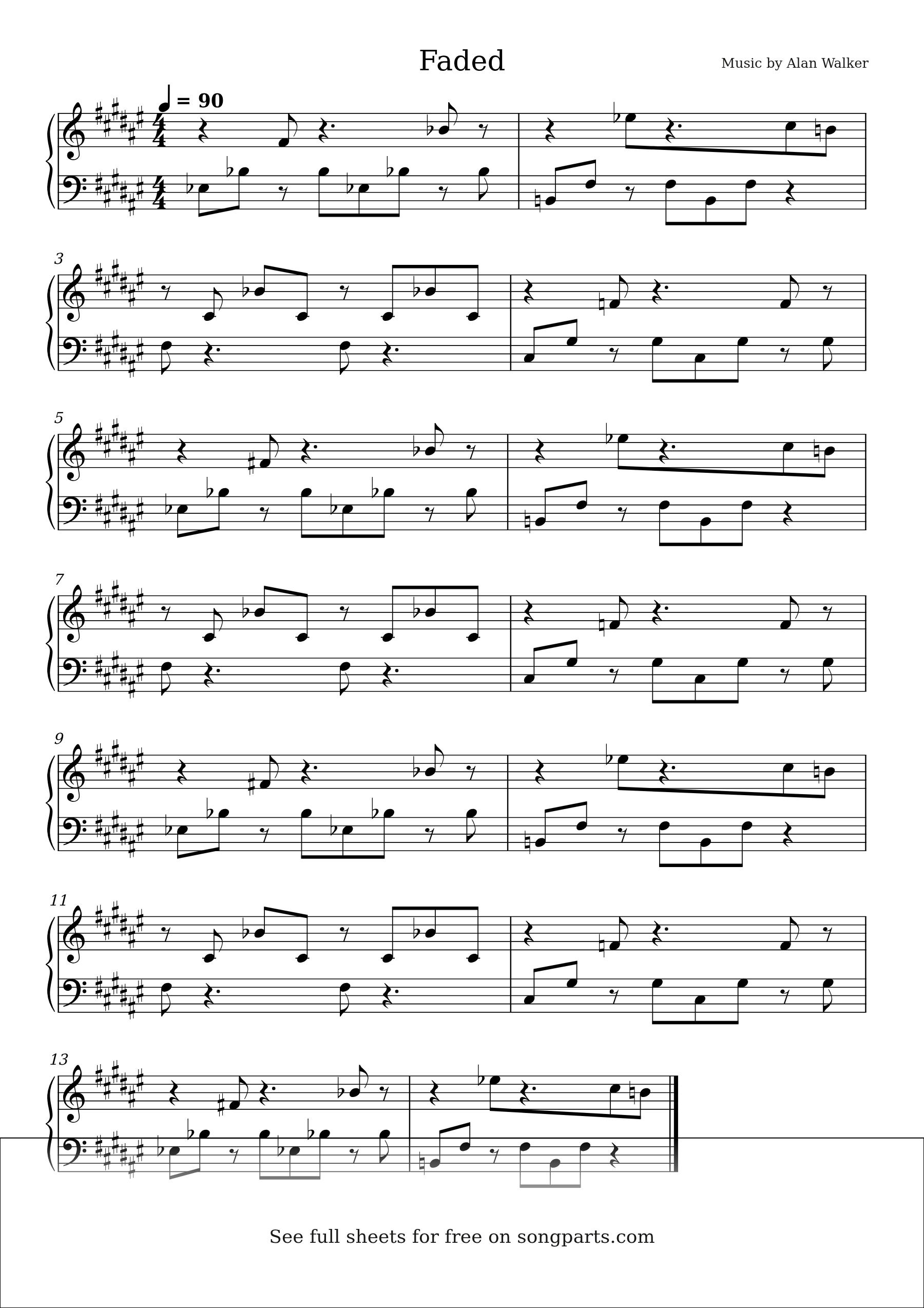 Vista previa de la partitura de Faded de Alan Walker