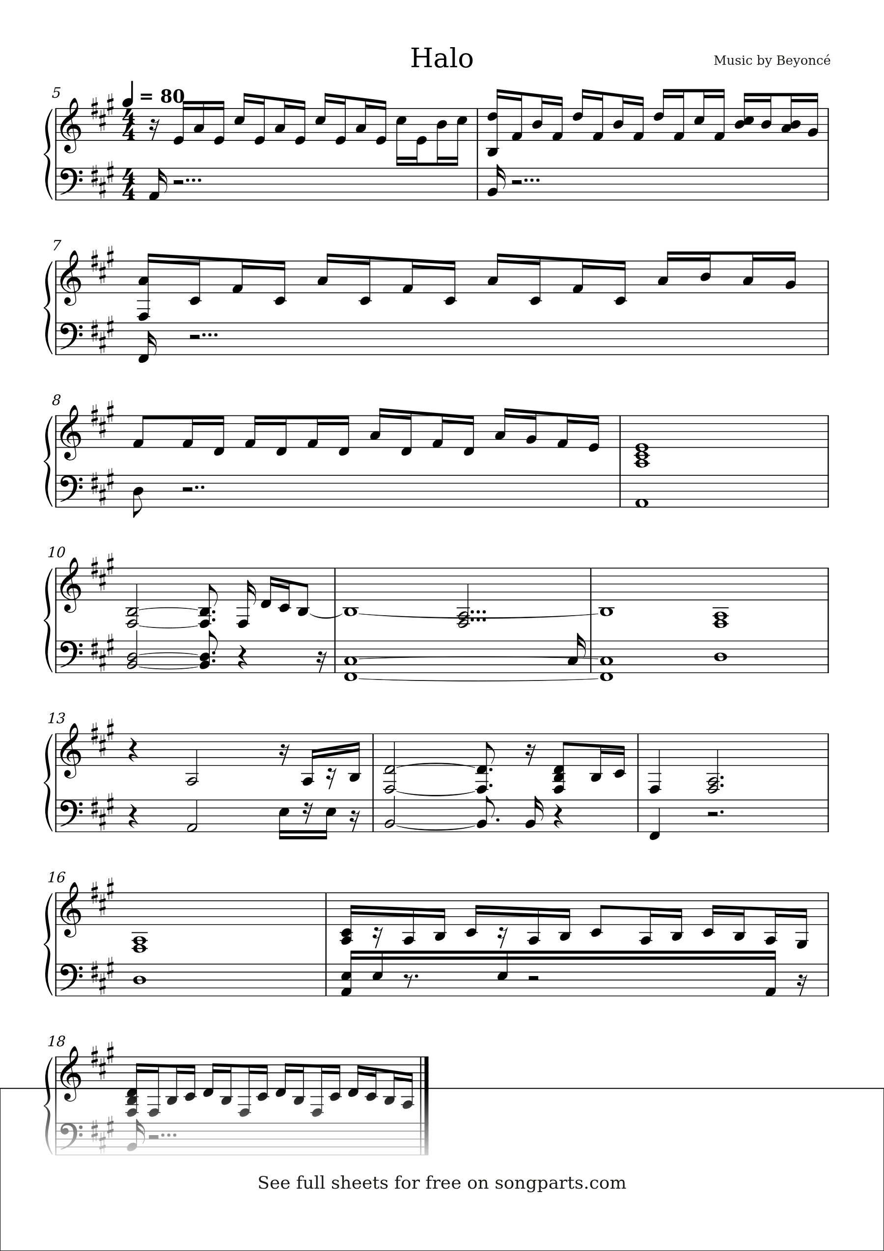 Vista previa de la partitura de Halo de Beyoncé