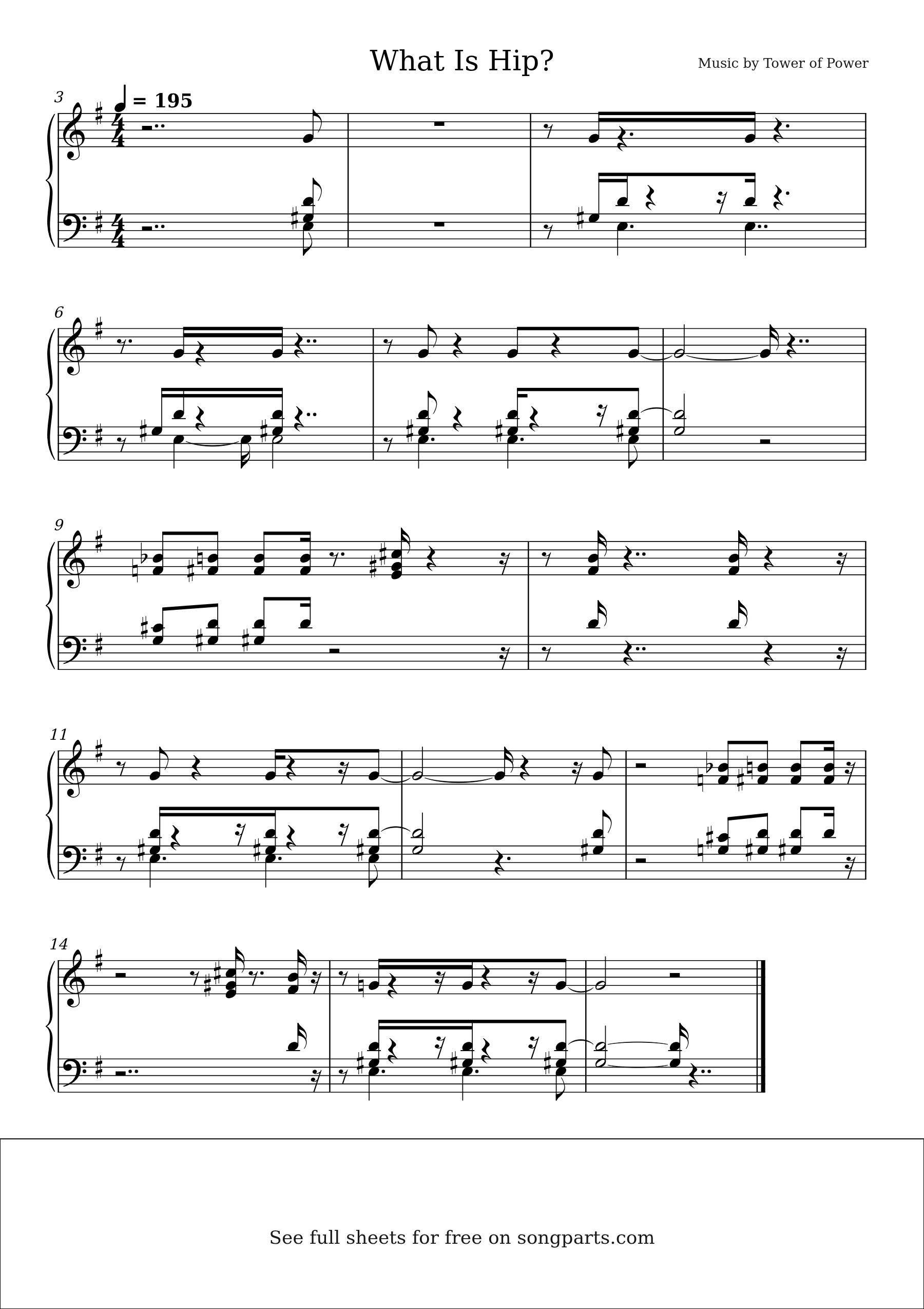 Sheet music preview for What Is Hip? by Tower of Power