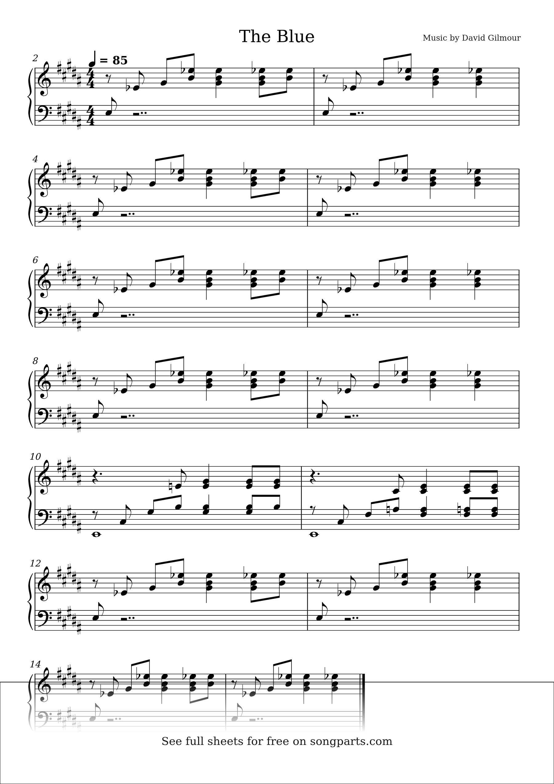 Превью нот The Blue (David Gilmour)