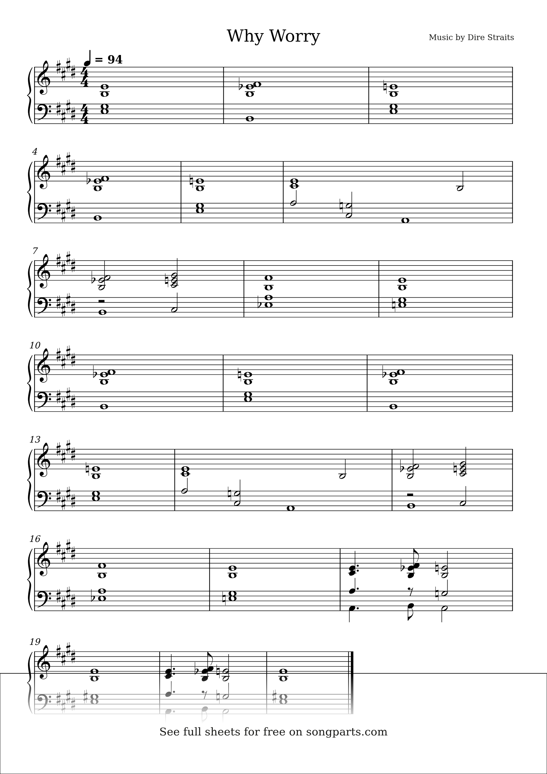 Sheet music preview for Why Worry by Dire Straits