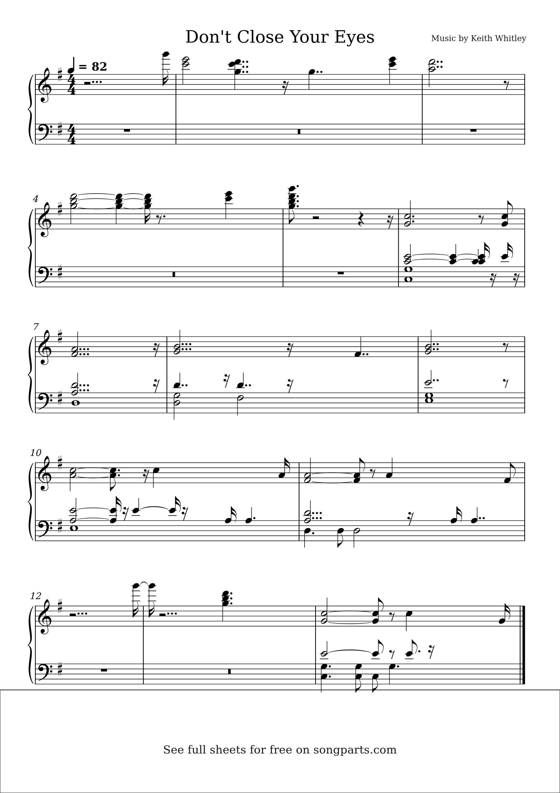 Sheet music preview for Don't Close Your Eyes by Keith Whitley