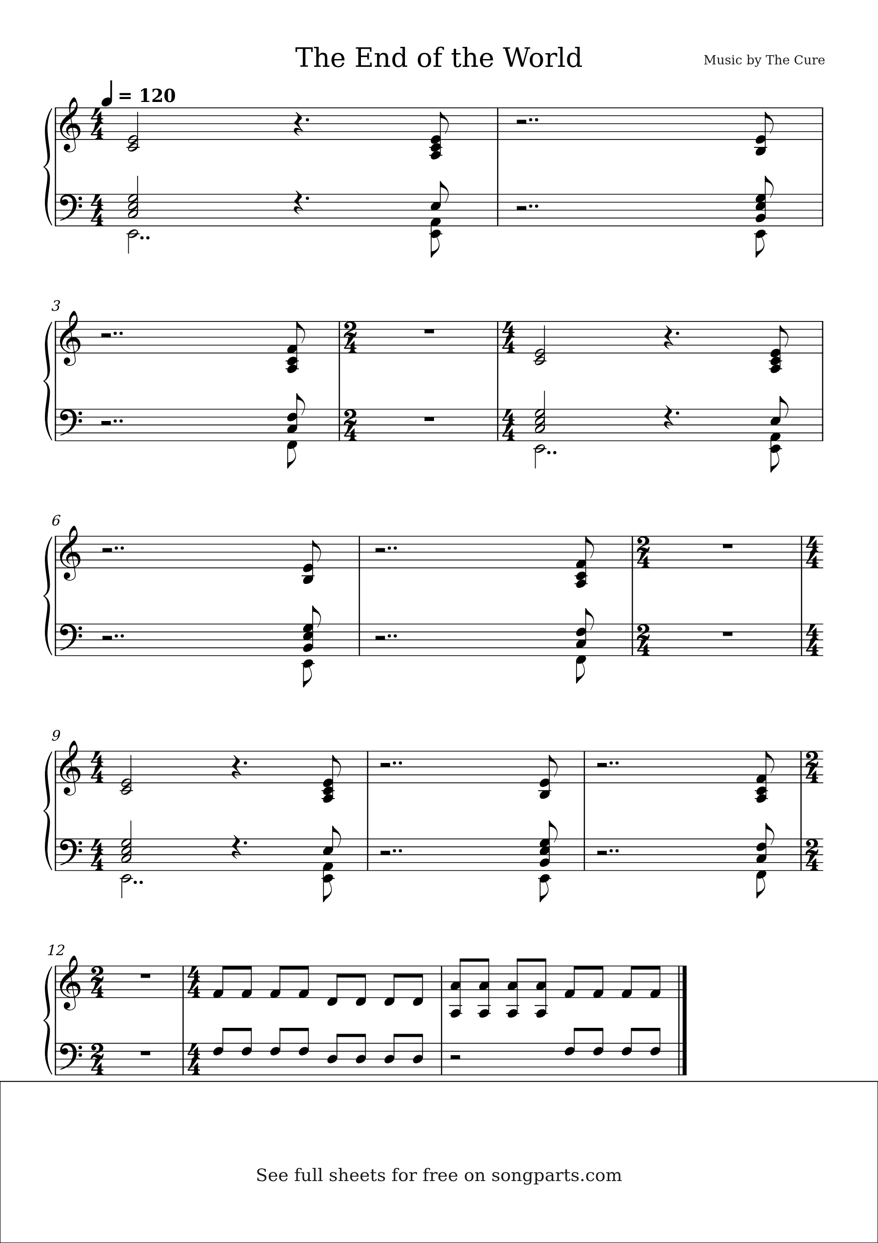 Sheet music preview for The End of the World by The Cure