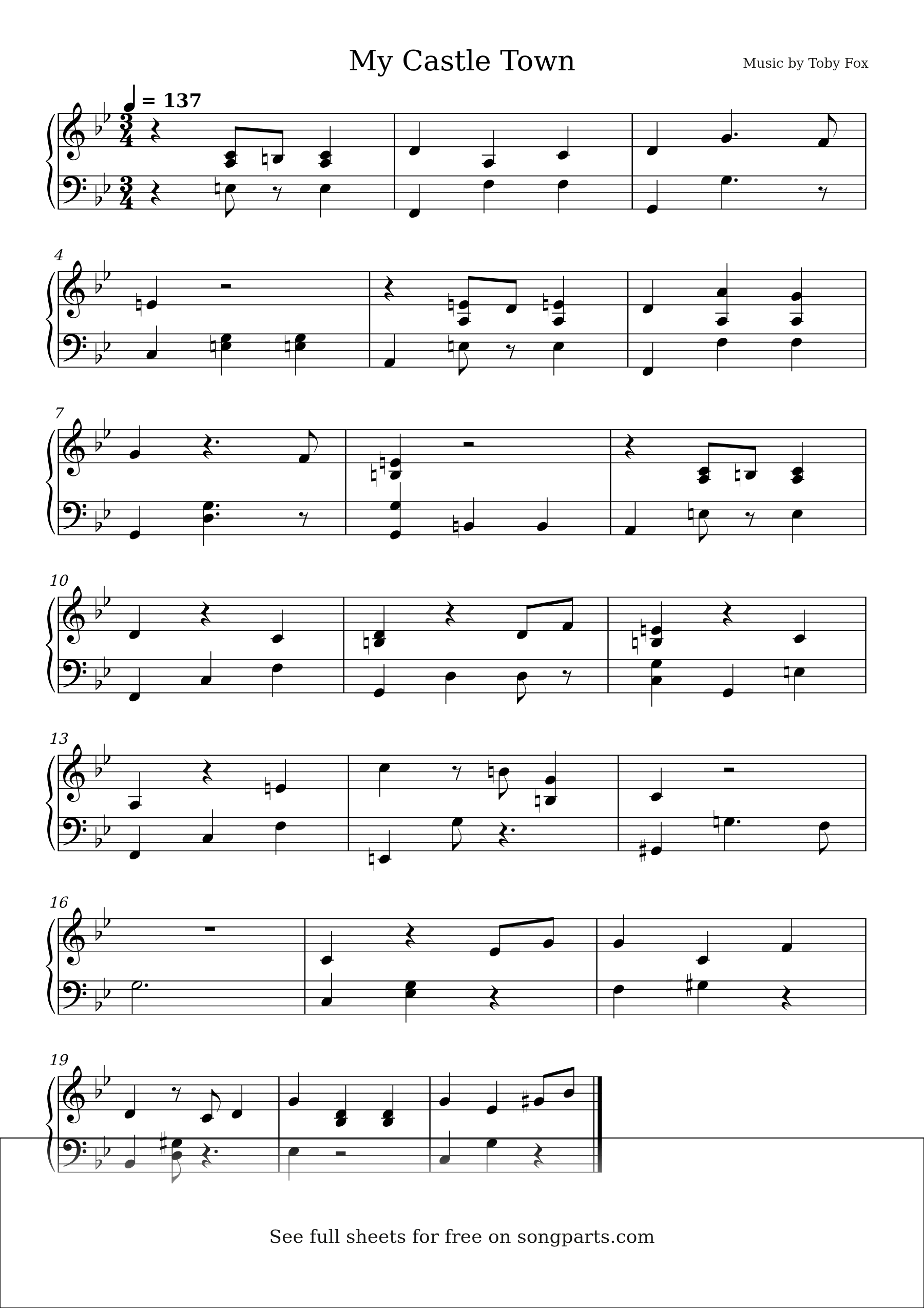 Vista previa de la partitura de My Castle Town de Toby Fox