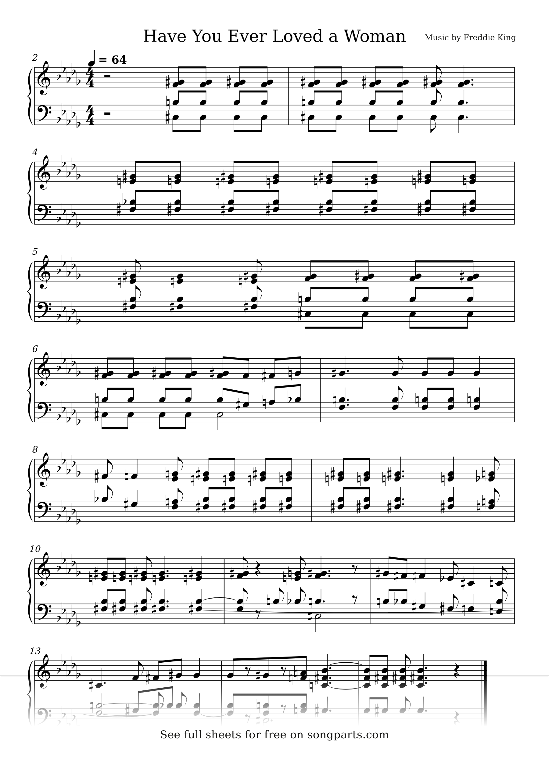Sheet music preview for Have You Ever Loved a Woman by Freddie King