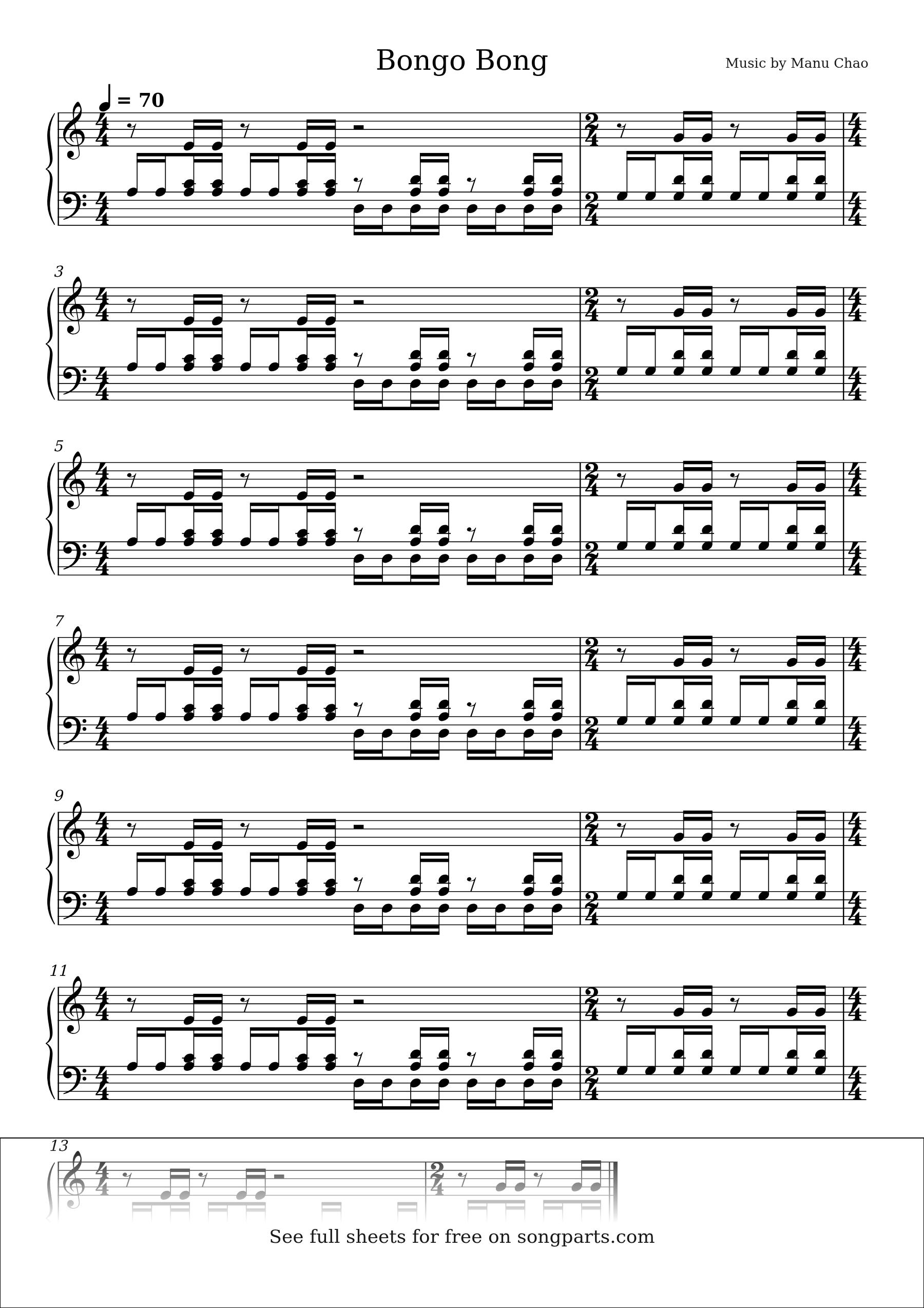 Vista previa de la partitura de Bongo Bong de Manu Chao