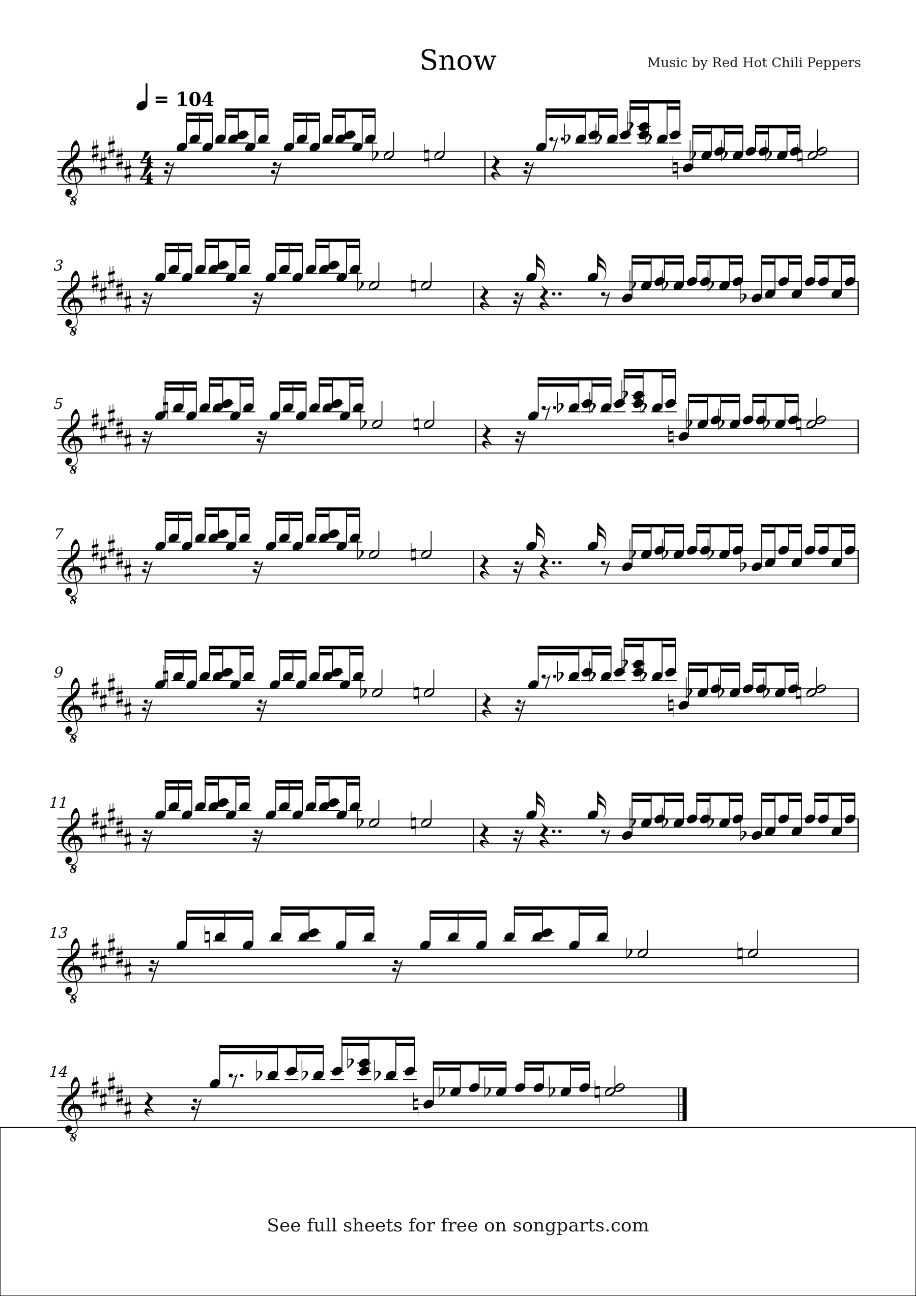 Sheet music preview for Snow by Red Hot Chili Peppers