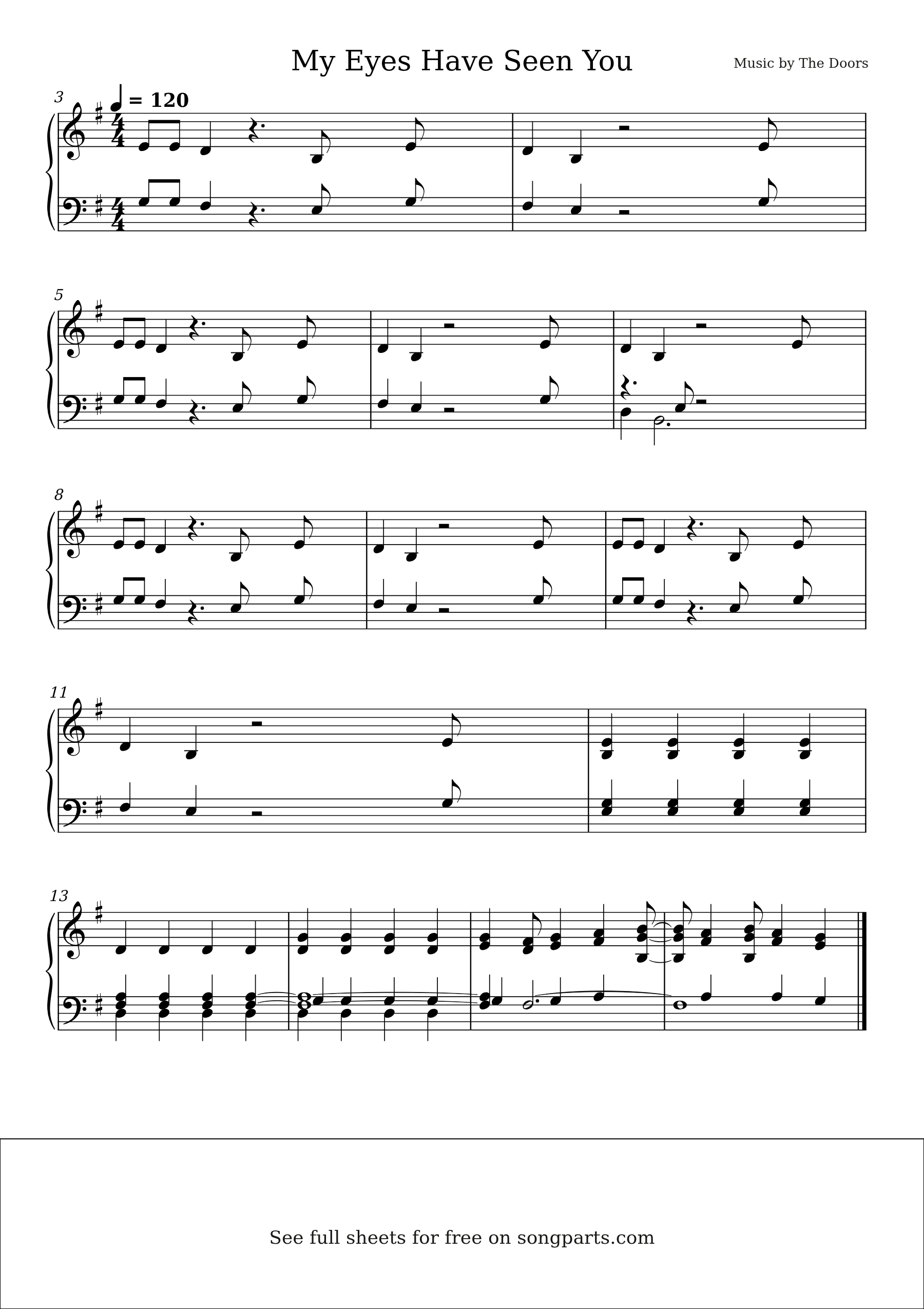 Sheet music preview for My Eyes Have Seen You by The Doors