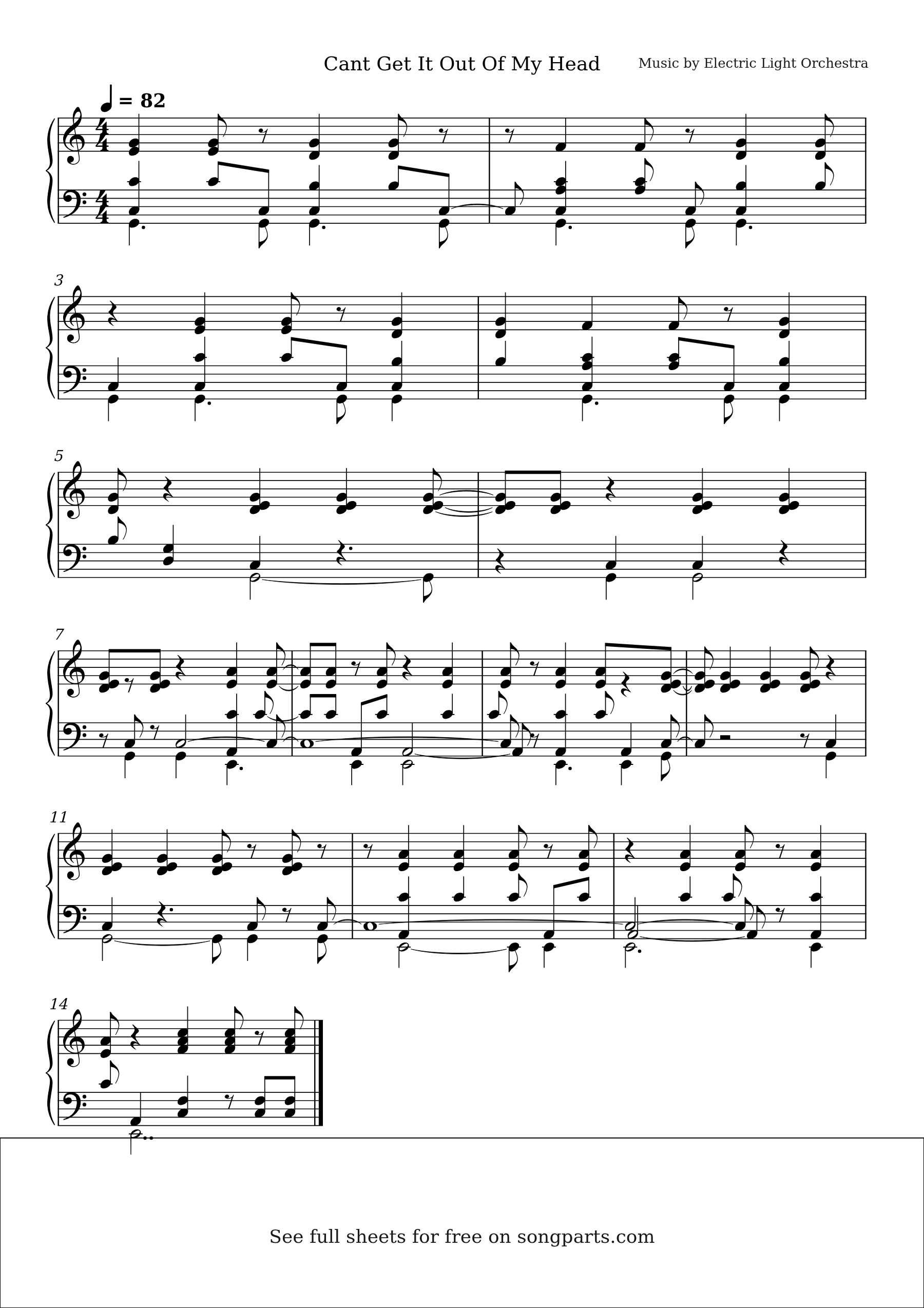 Sheet music preview for Cant Get It Out Of My Head by Electric Light Orchestra