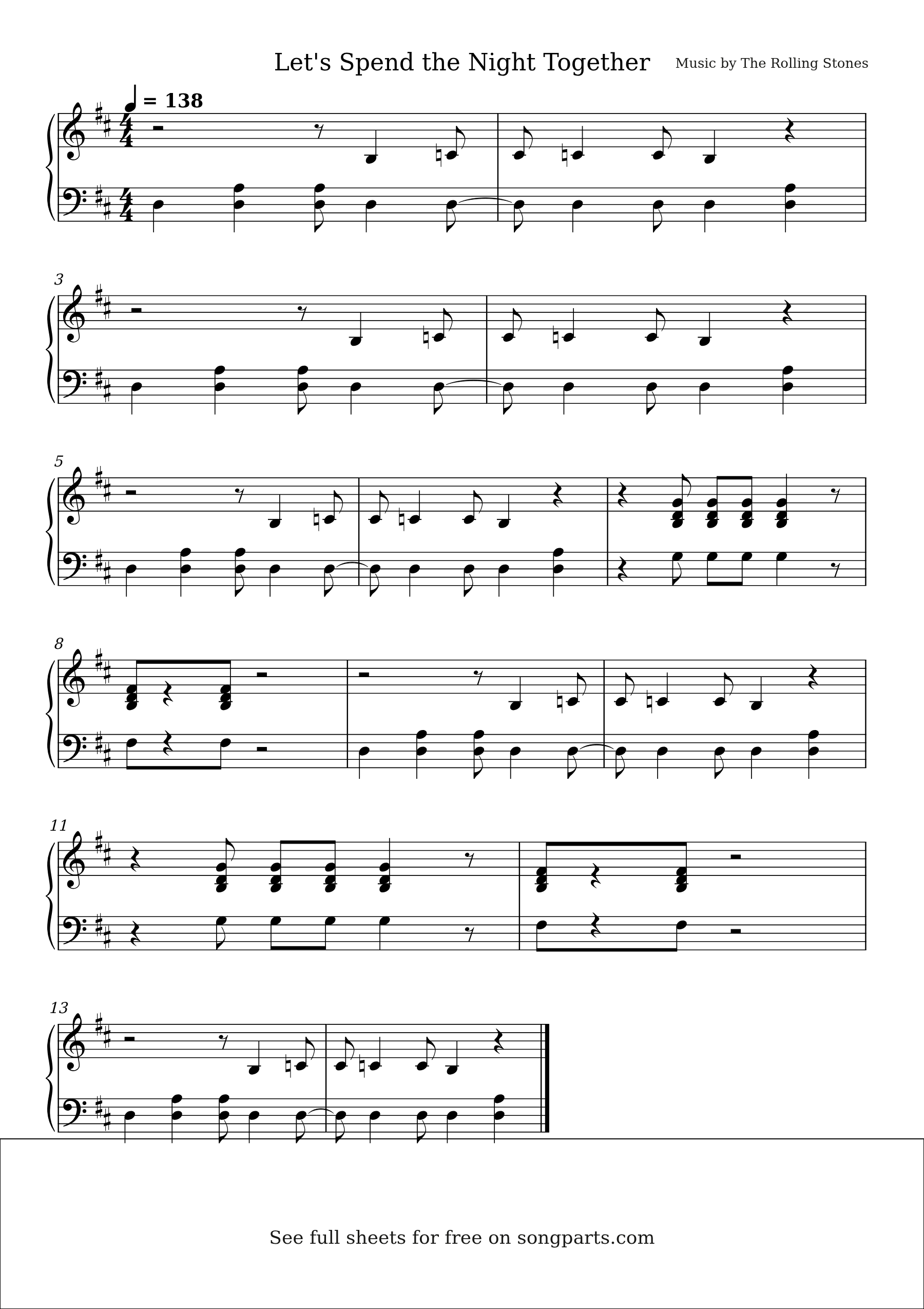 Sheet music preview for Let's Spend the Night Together by The Rolling Stones