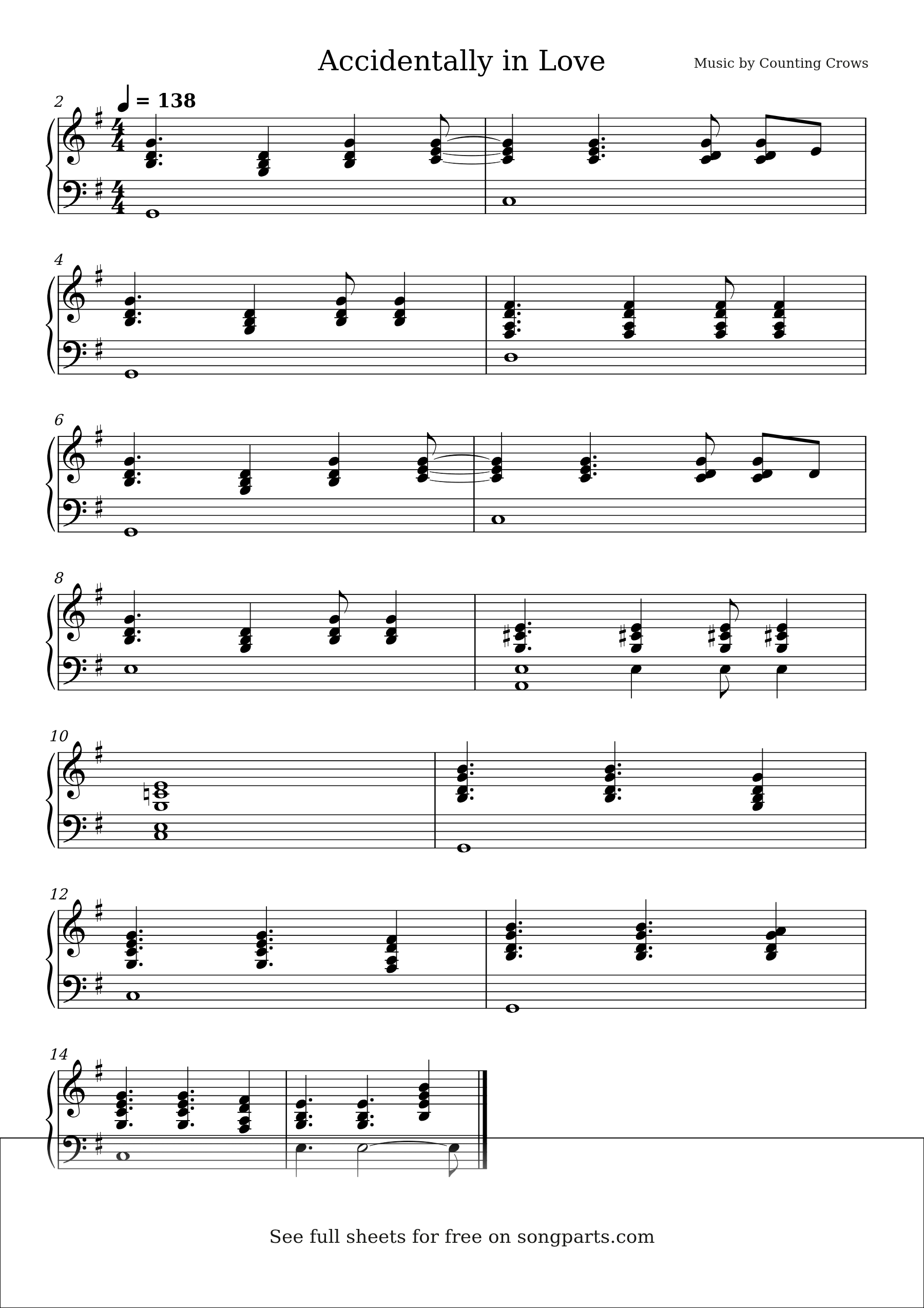 Sheet music preview for Accidentally in Love by Counting Crows
