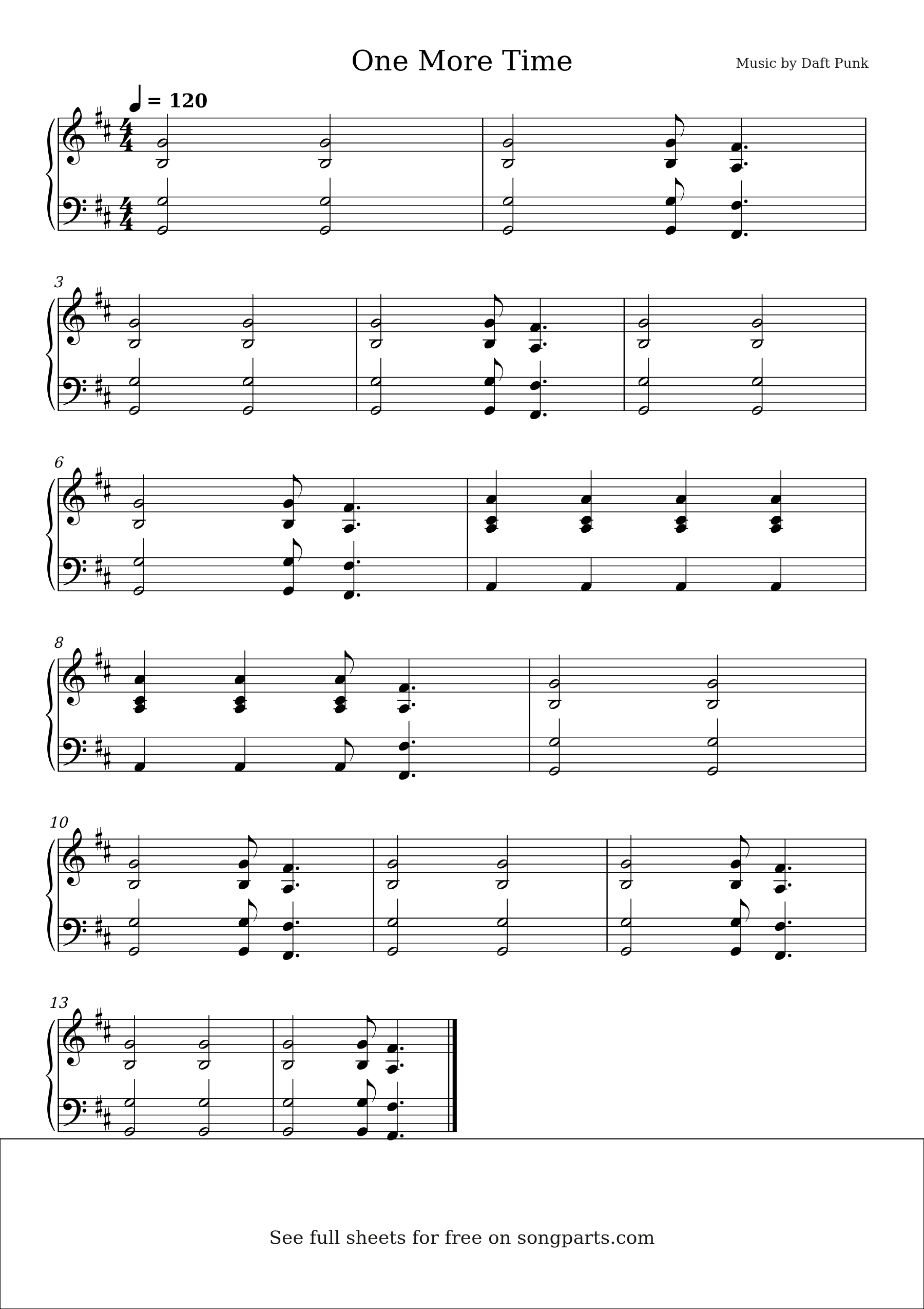 Vista previa de la partitura de One More Time de Daft Punk
