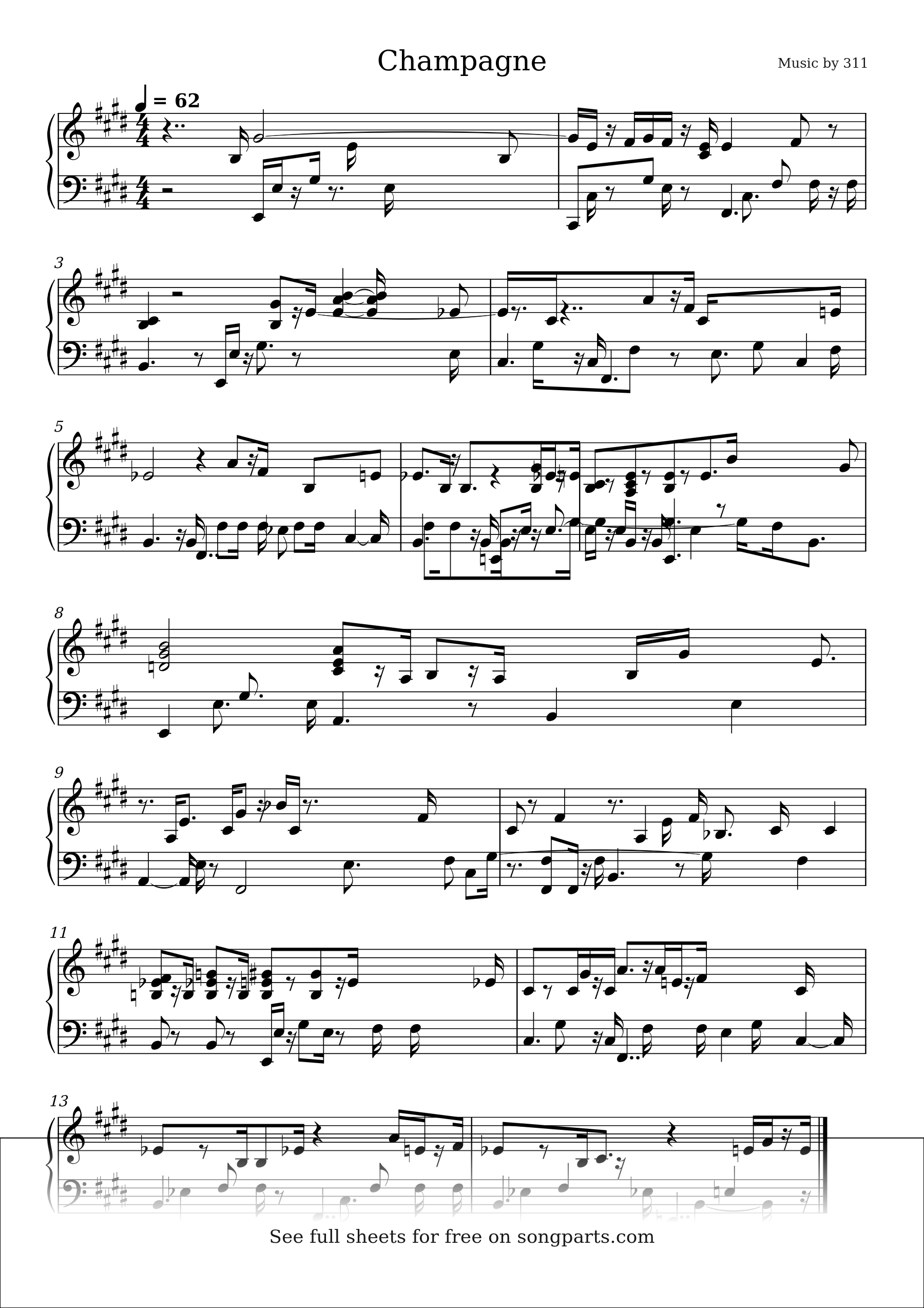 Sheet music preview for Champagne by 311