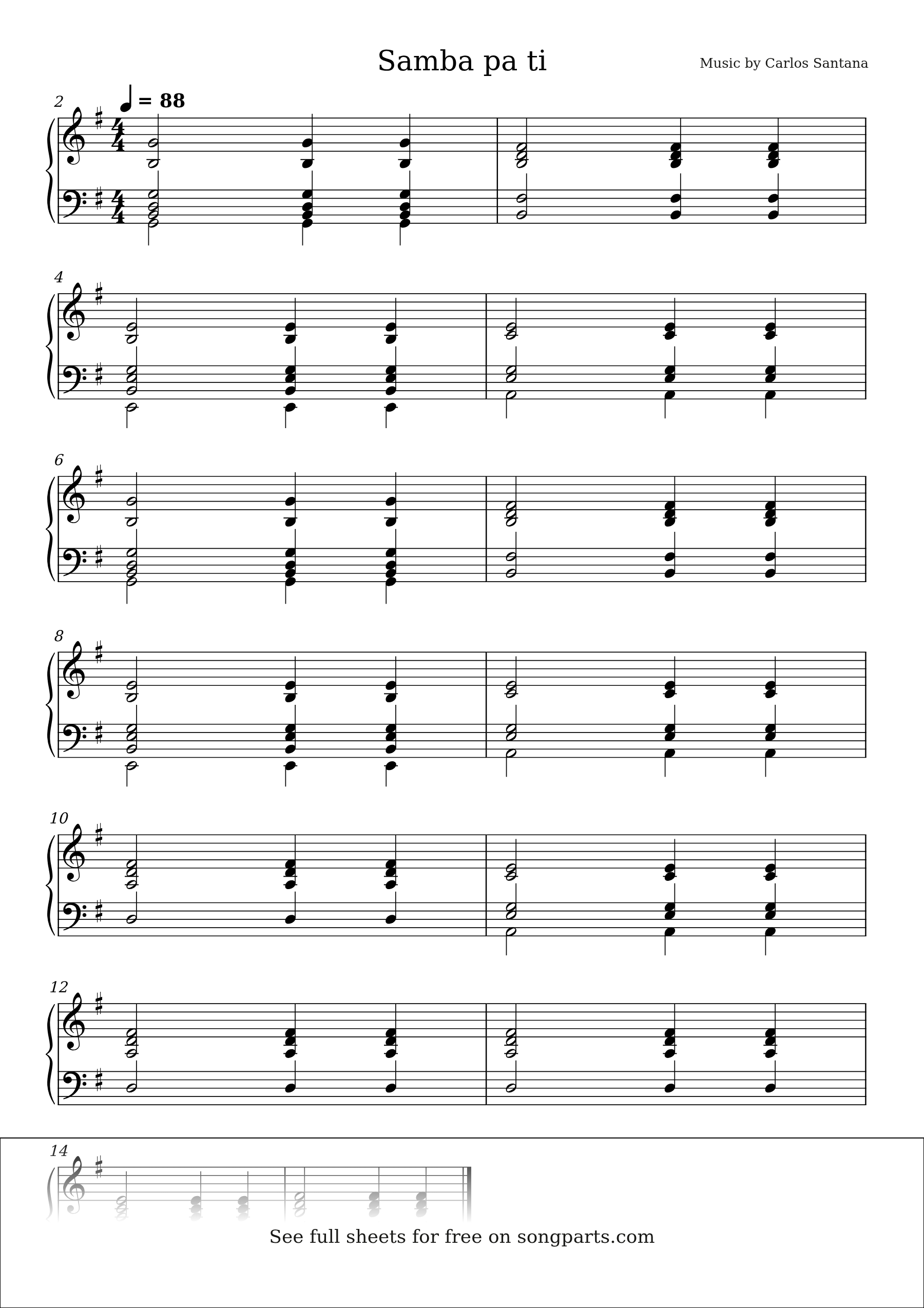 Sheet music preview for Samba pa ti by Carlos Santana