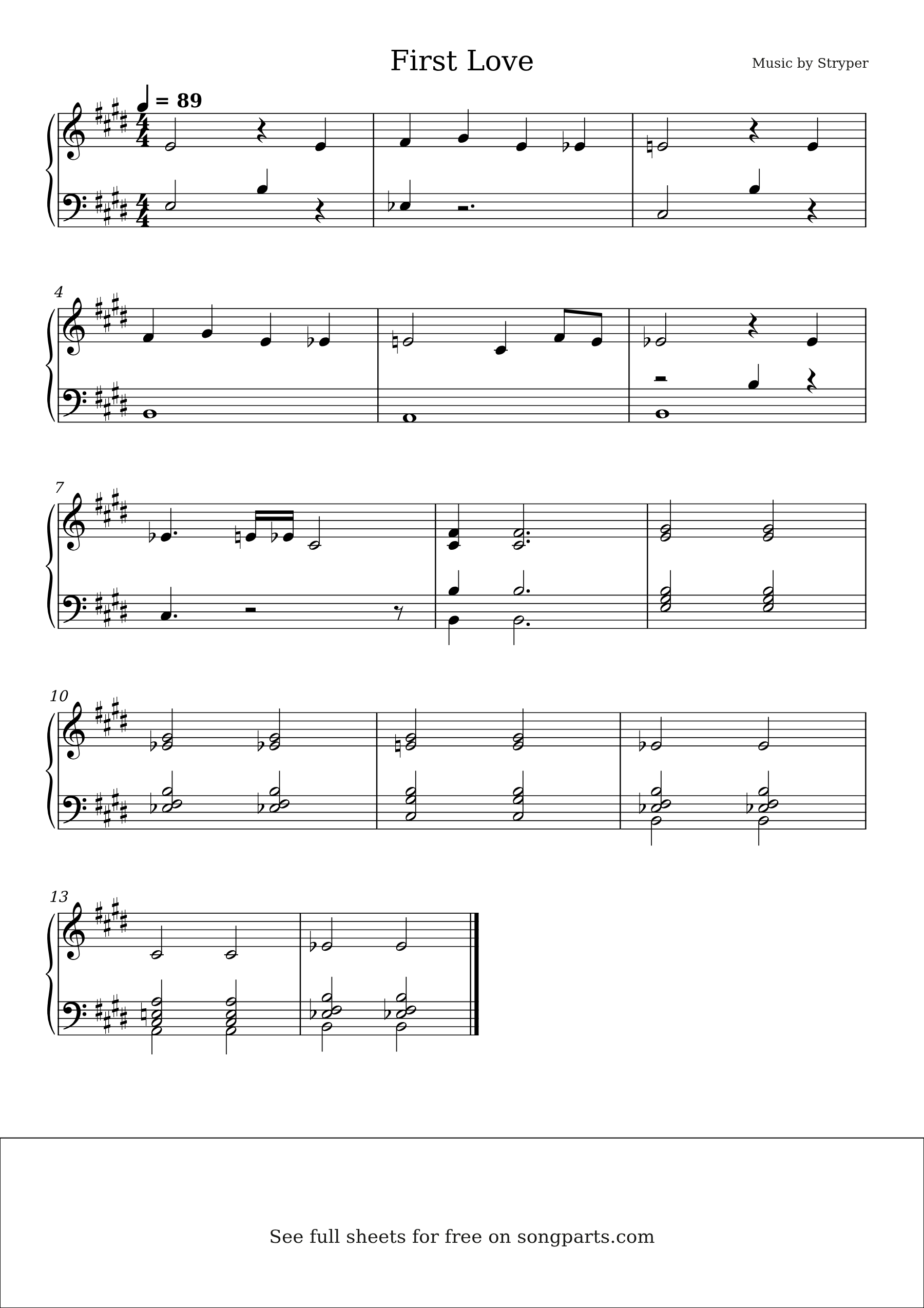 Vista previa de la partitura de First Love de Stryper