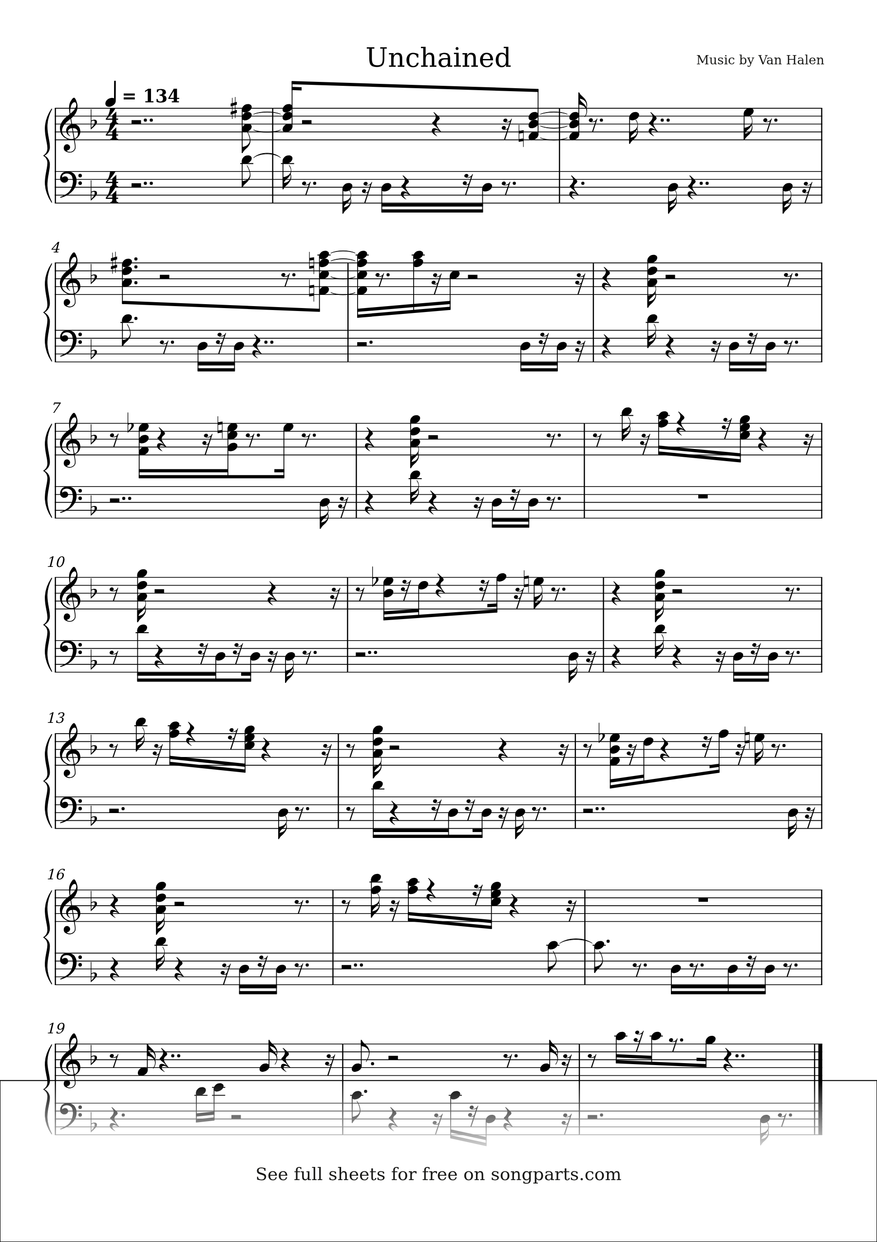 Превью нот Unchained (Van Halen)