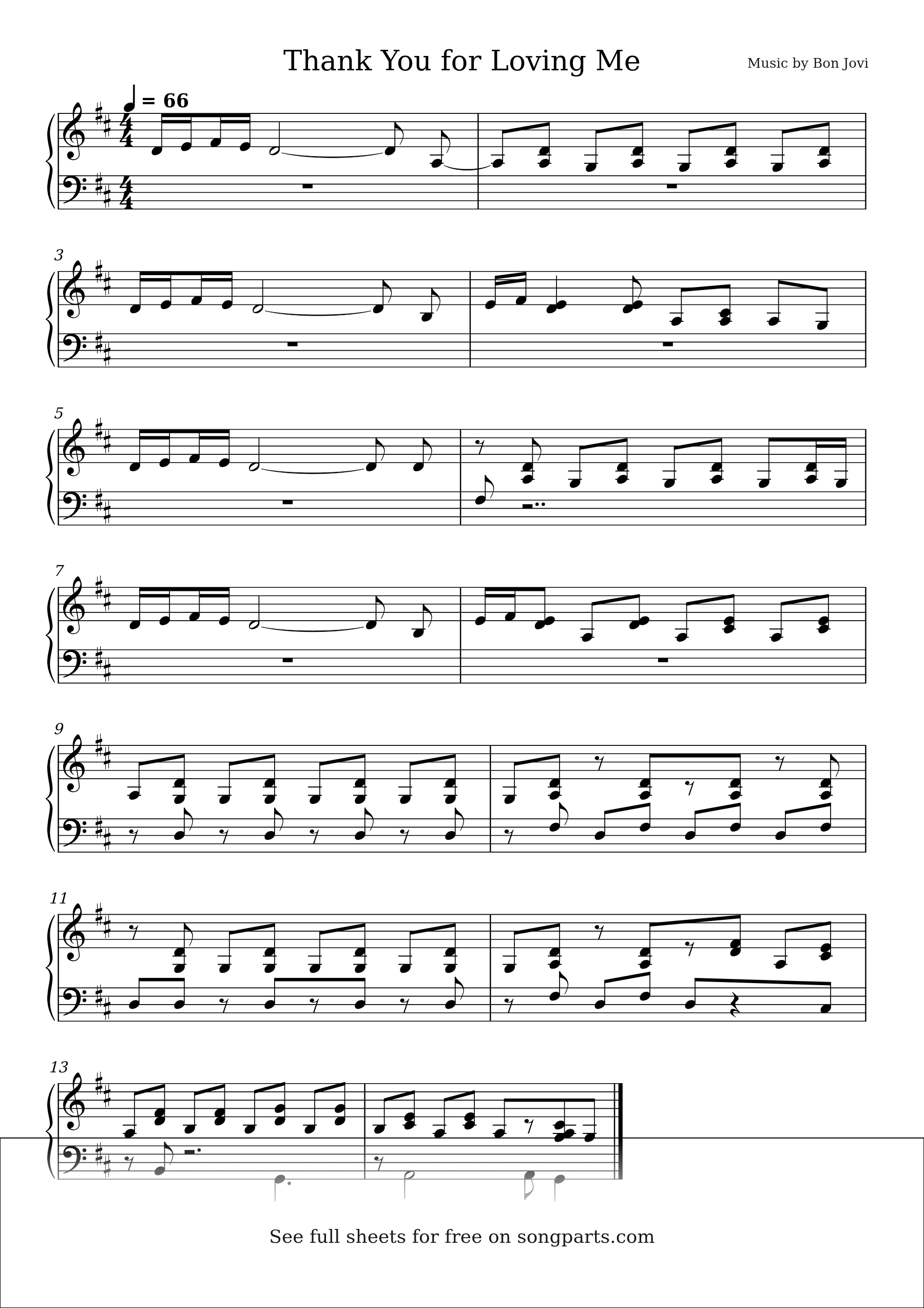 Sheet music preview for Thank You for Loving Me by Bon Jovi