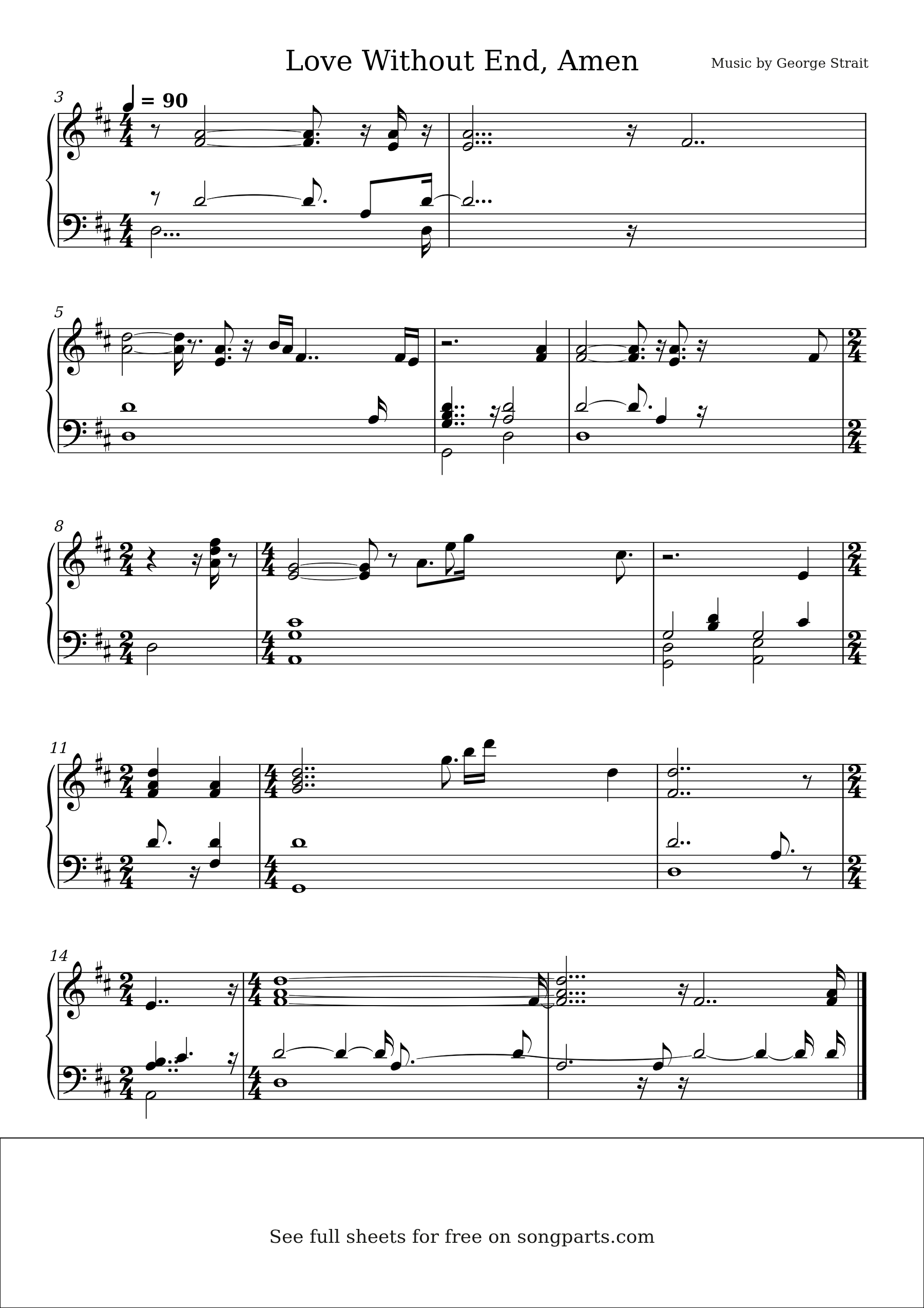 Sheet music preview for Love Without End, Amen by George Strait