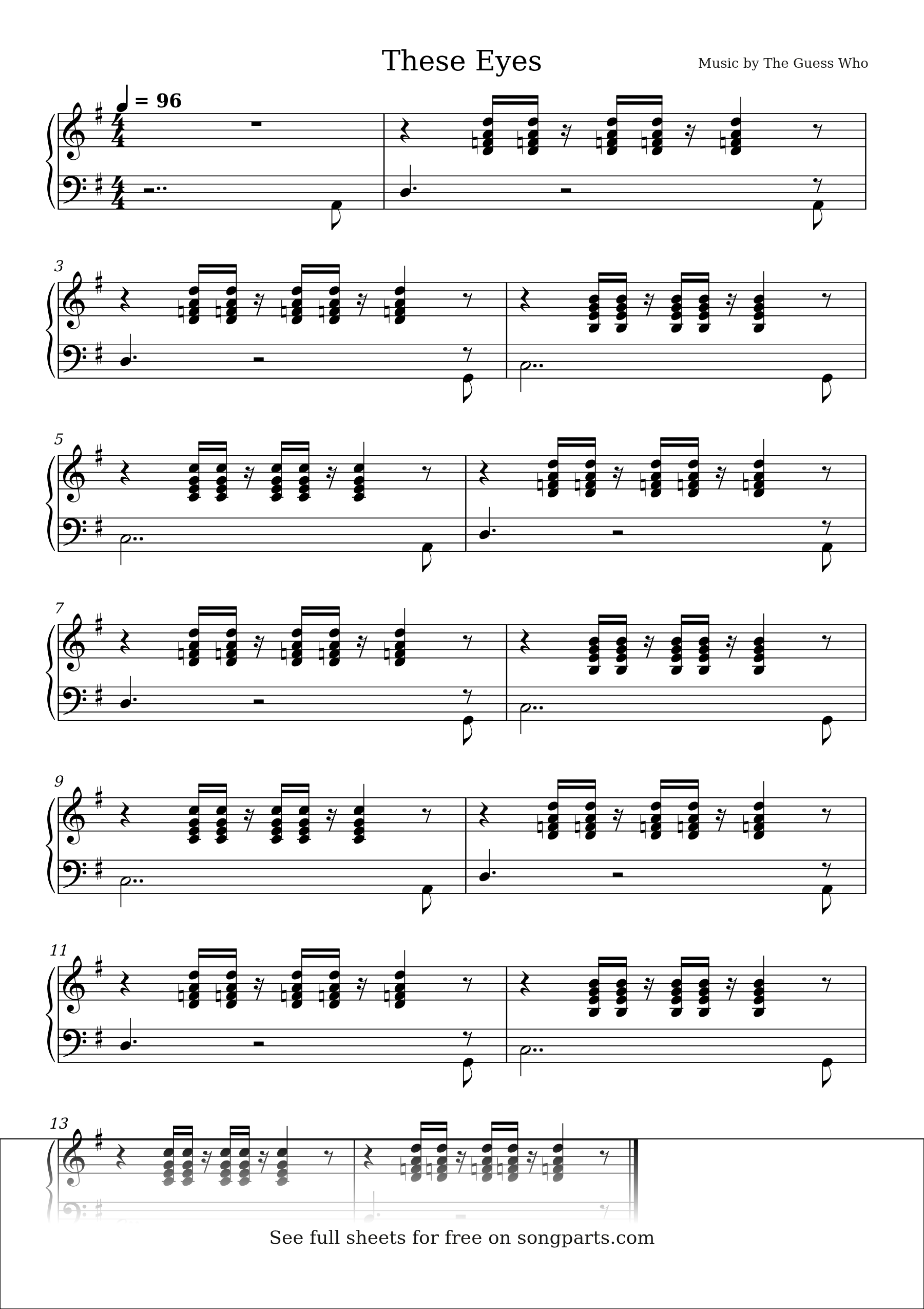 Vista previa de la partitura de These Eyes de The Guess Who