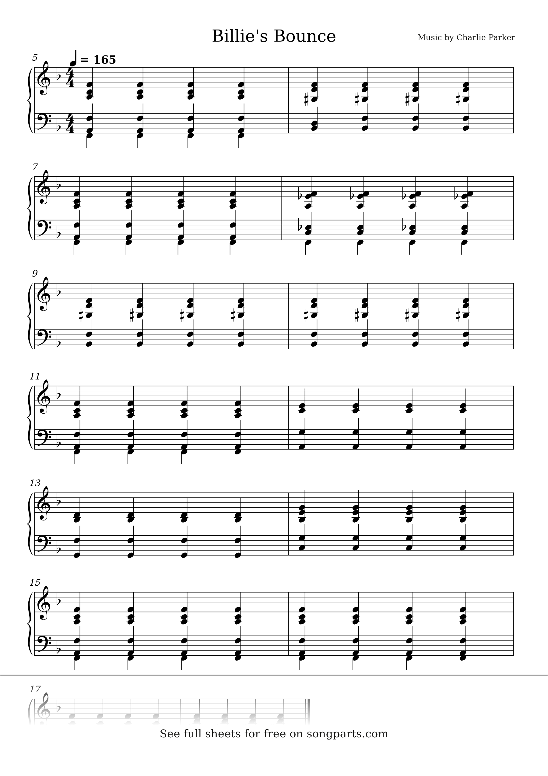 Sheet music preview for Billie's Bounce by Charlie Parker