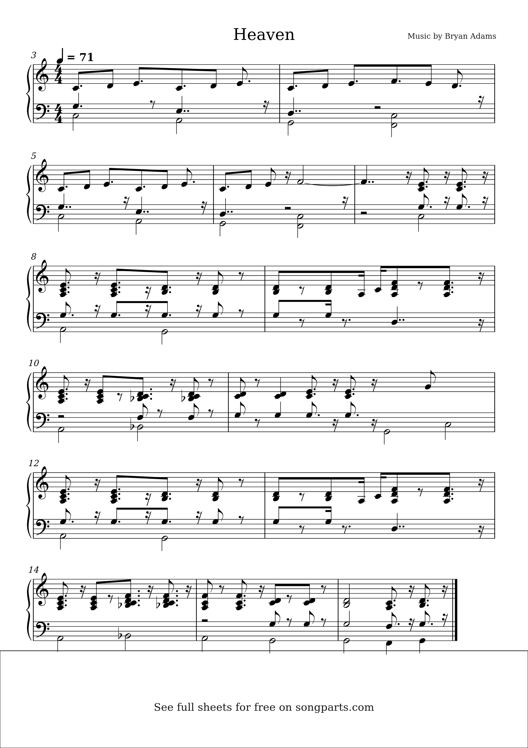 Превью нот Heaven (Bryan Adams)