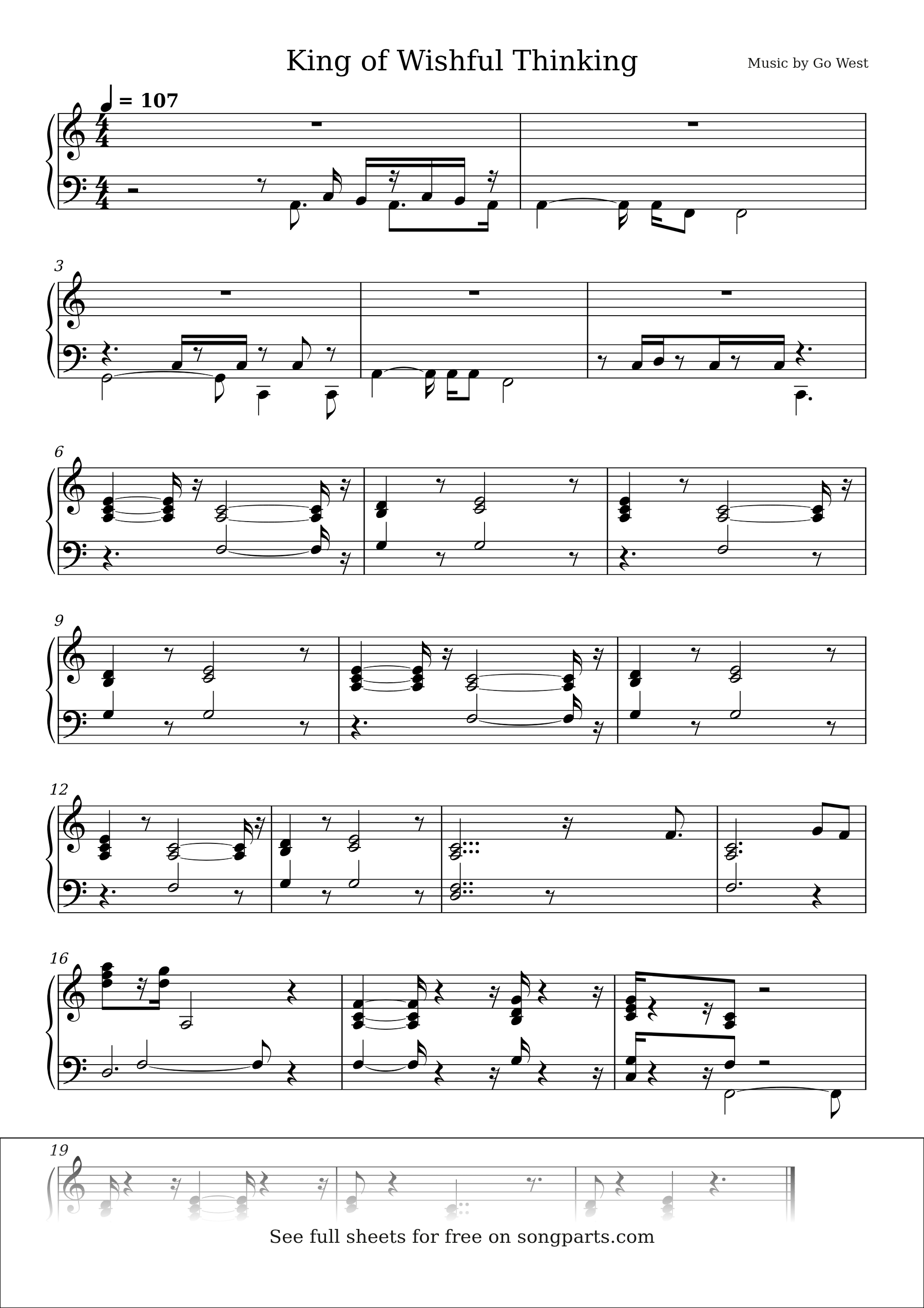 Sheet music preview for King of Wishful Thinking by Go West