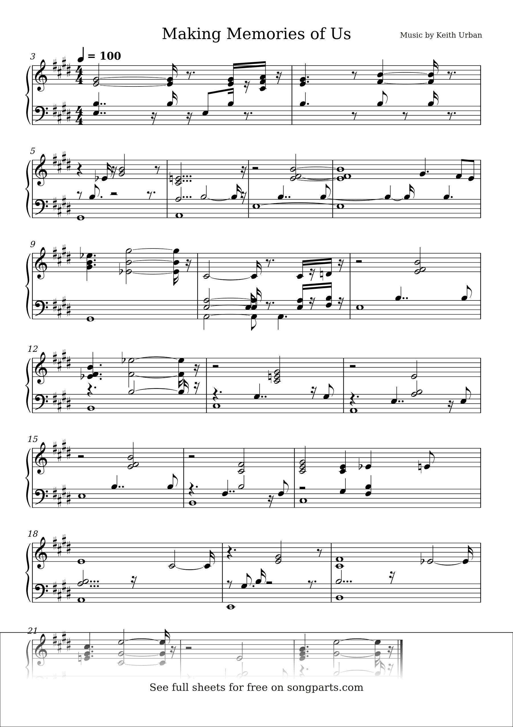Sheet music preview for Making Memories of Us by Keith Urban
