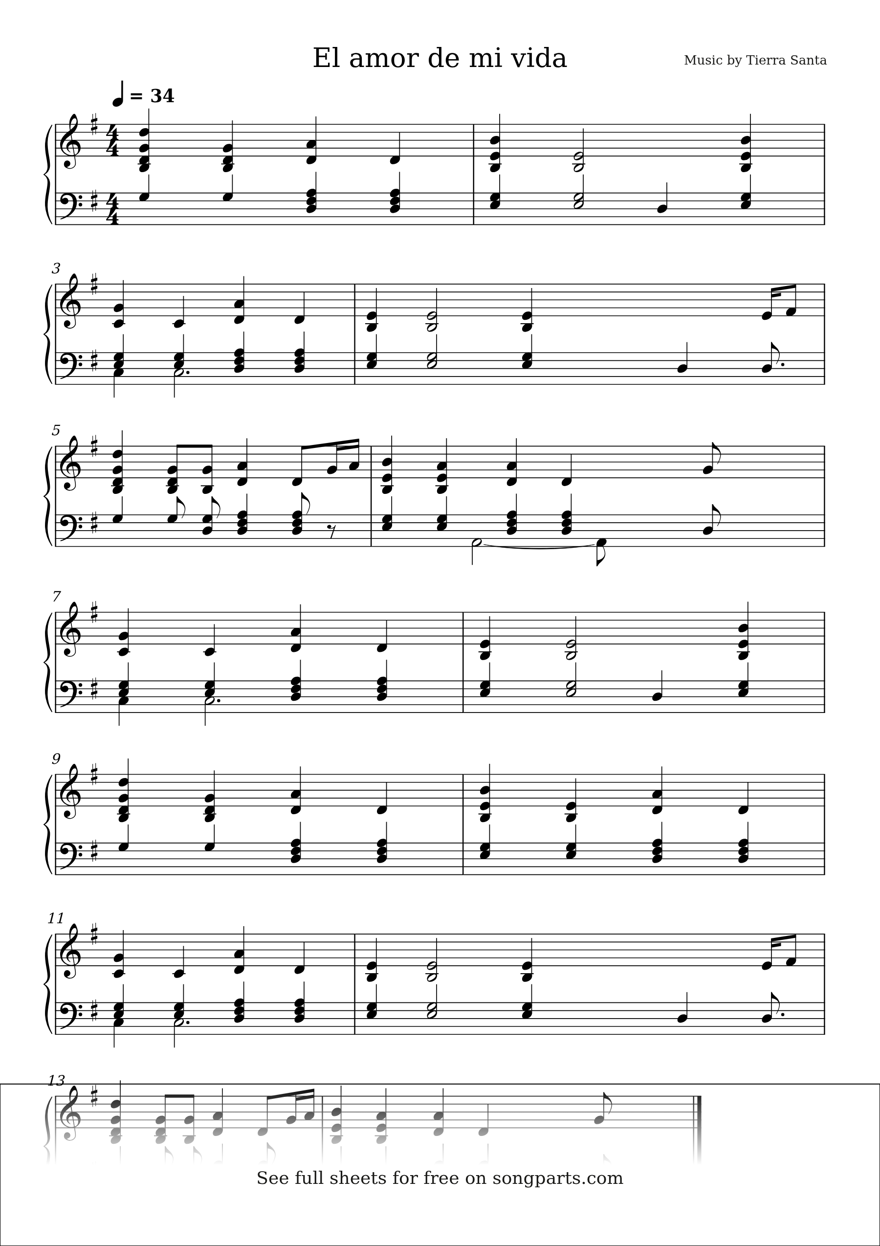 Sheet music preview for El amor de mi vida by Tierra Santa