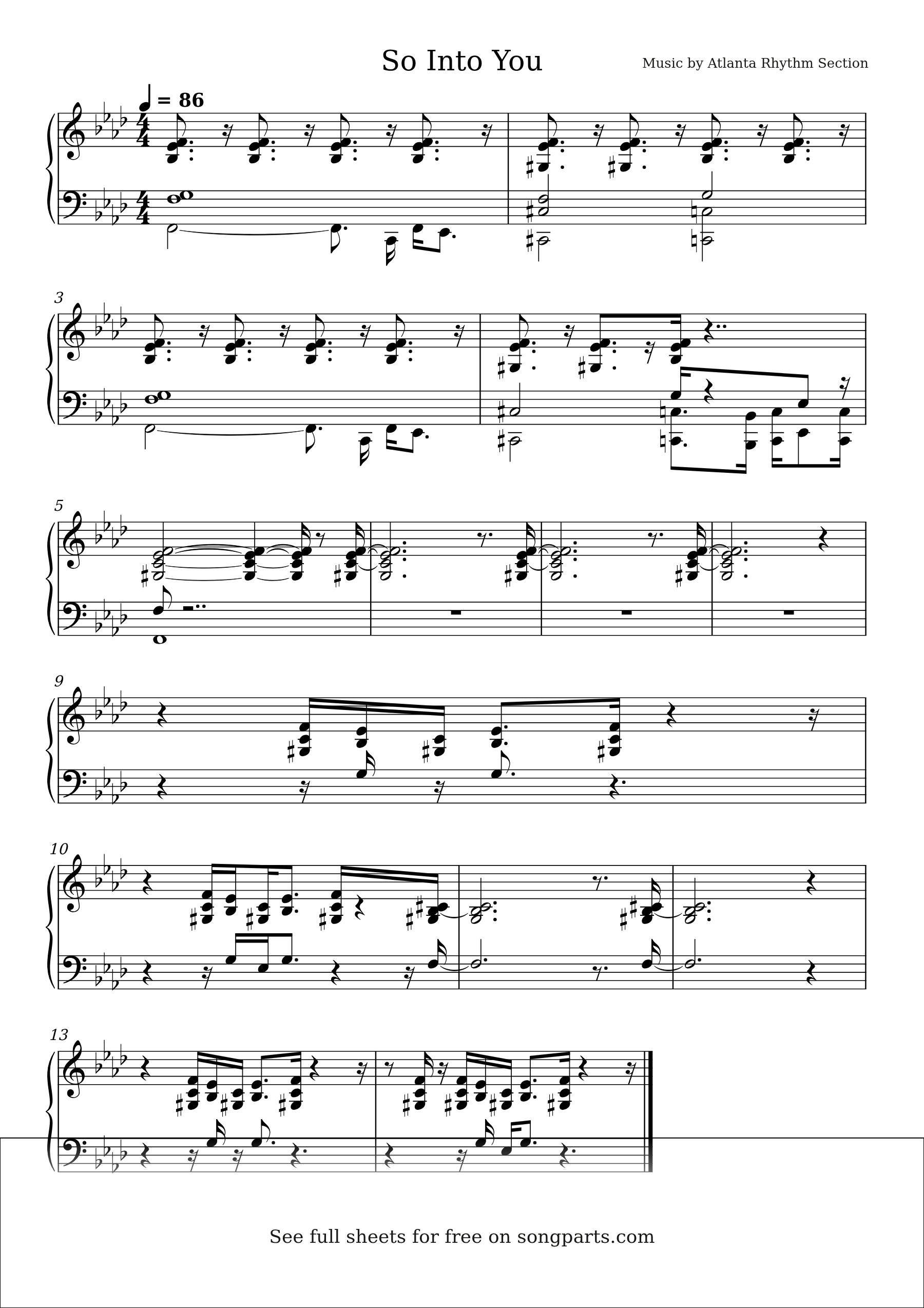 Sheet music preview for So Into You by Atlanta Rhythm Section