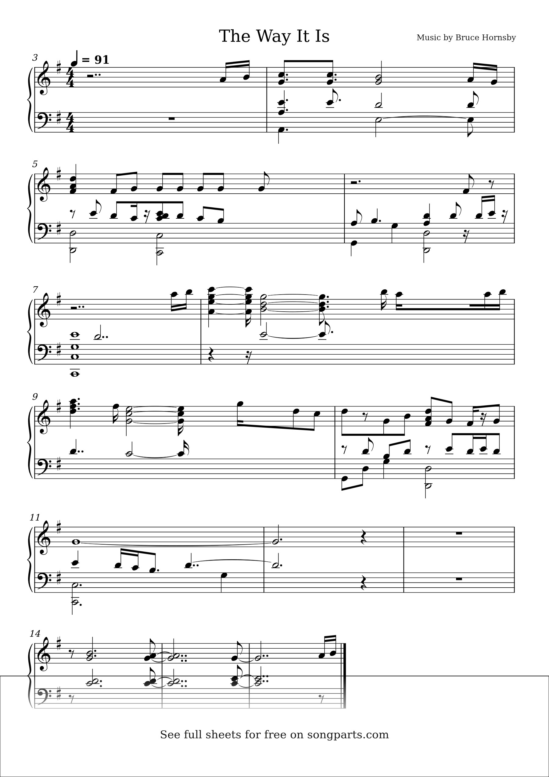Sheet music preview for The Way It Is by Bruce Hornsby