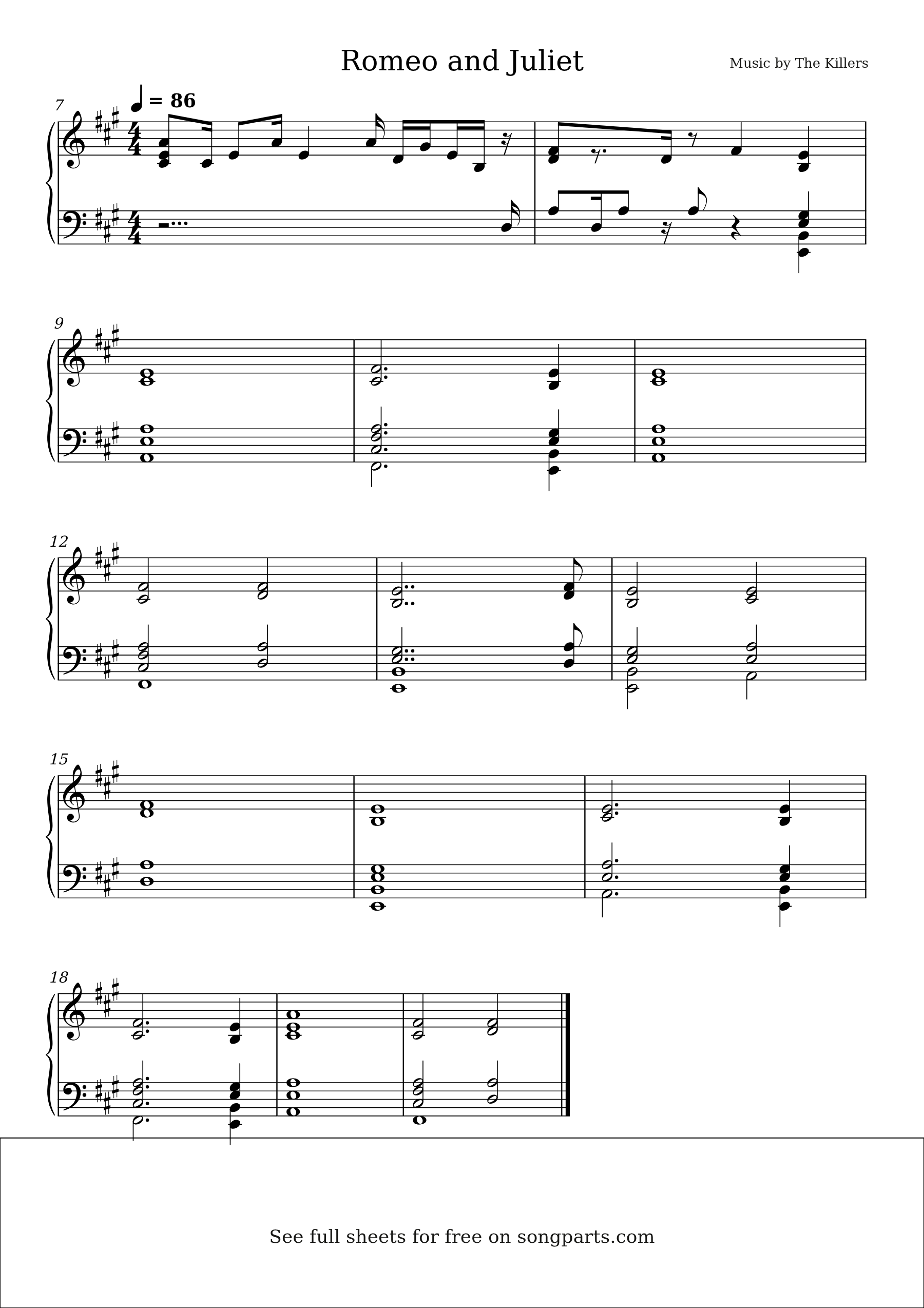 Превью нот Romeo and Juliet (The Killers)