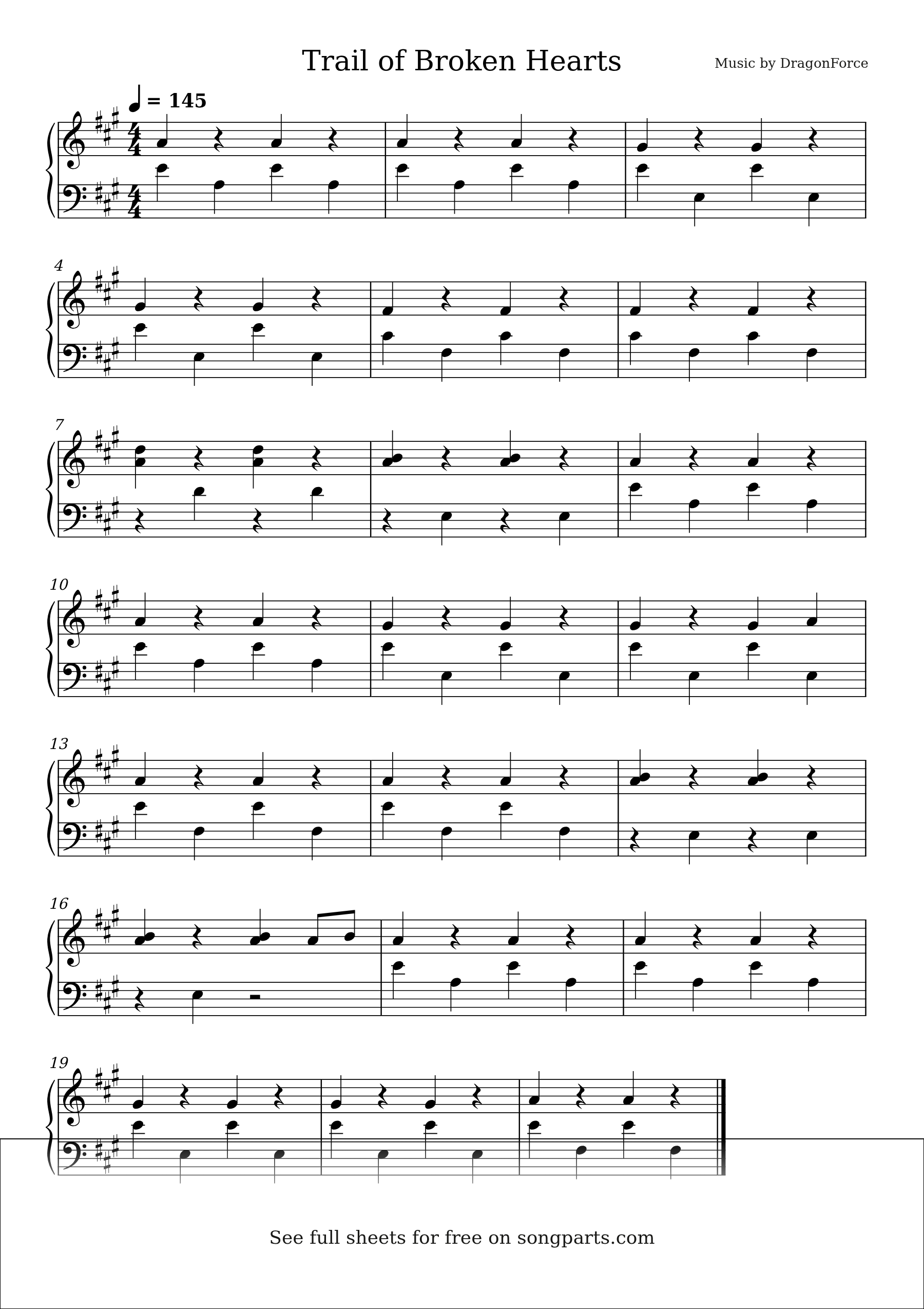 Sheet music preview for Trail of Broken Hearts by DragonForce