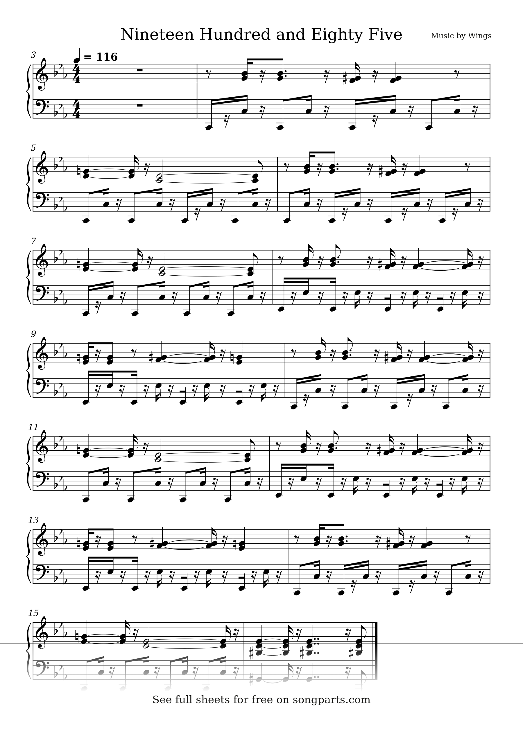 Sheet music preview for Nineteen Hundred and Eighty Five by Wings