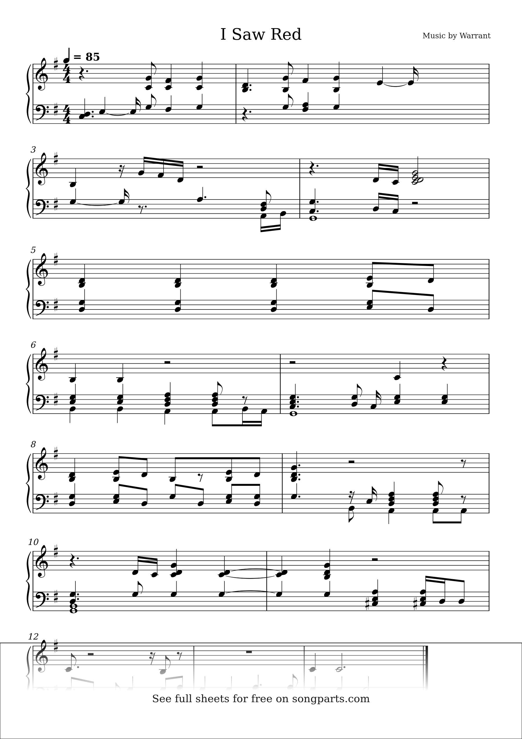 Vista previa de la partitura de I Saw Red de Warrant